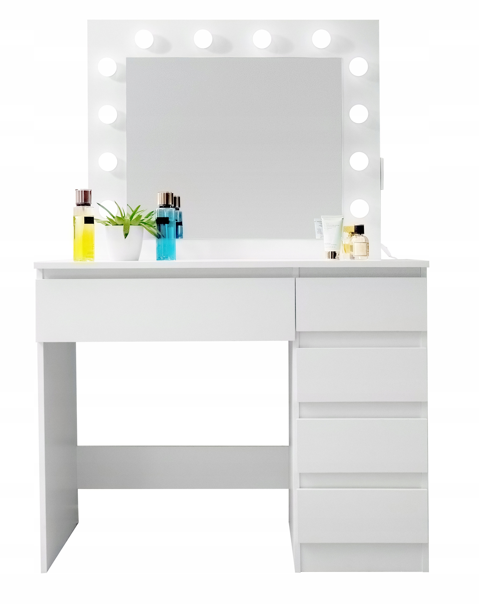 Aga Toaletný stolík so zrkadlom, osvetlením a el.zástrčkou Matný biely