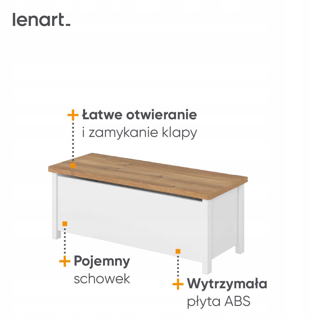 STORY SO-10 - Skrzynia Biała/Dąb Nash Głębokość mebla 42 cm