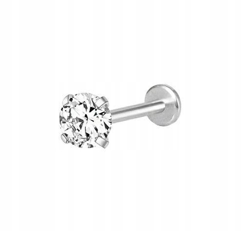 

Labret srebrny z białą cyrkonią helix lobe 1,2/6/3