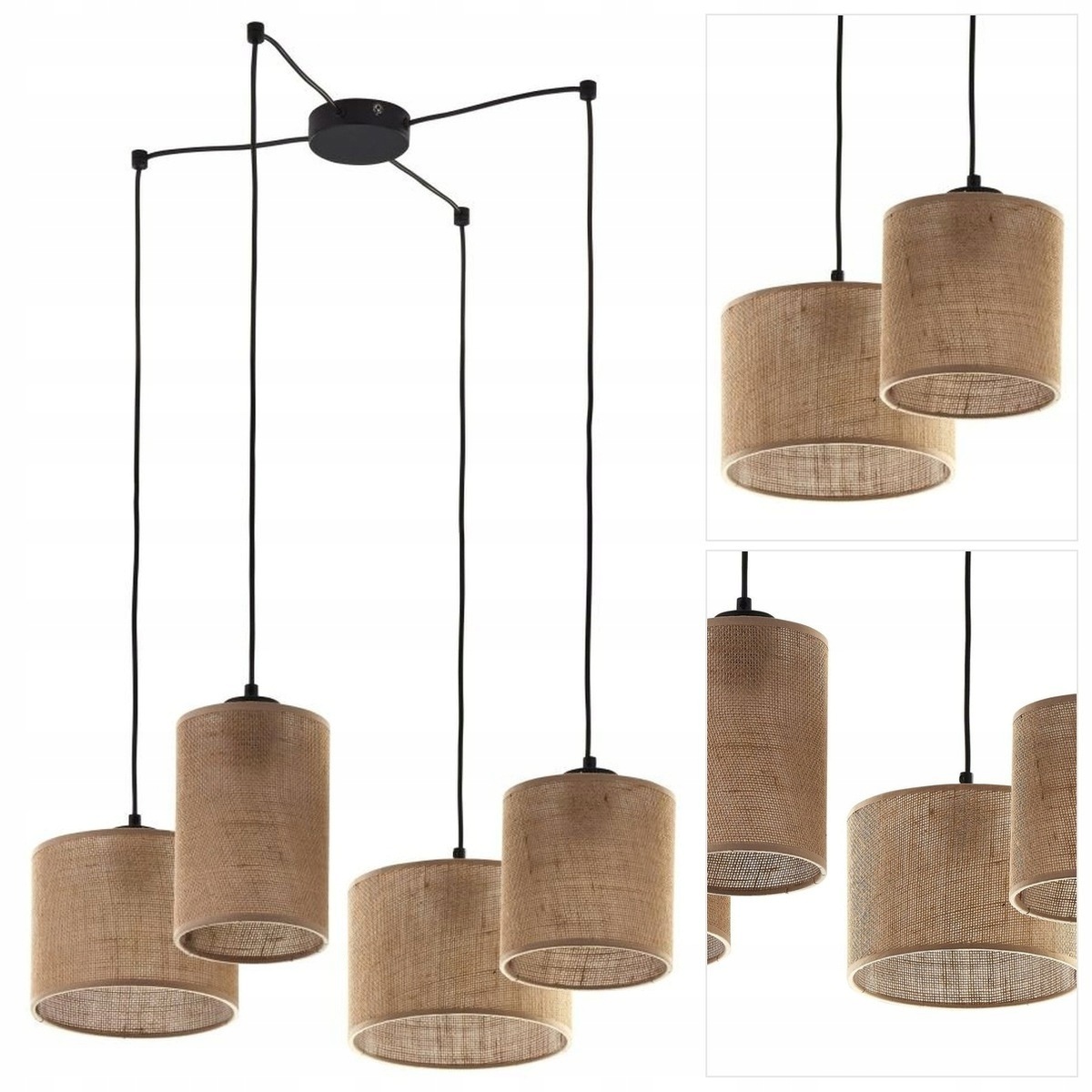 Hnědá závěsná lampa Juta loft s nastavitelnou výškou v chodbě Tk Lighting