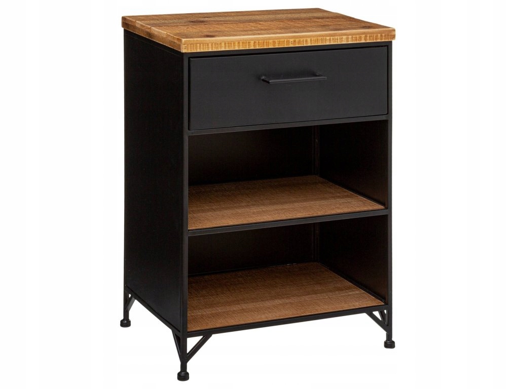 Nočný stolík Cierna so zásuvkou, čierny