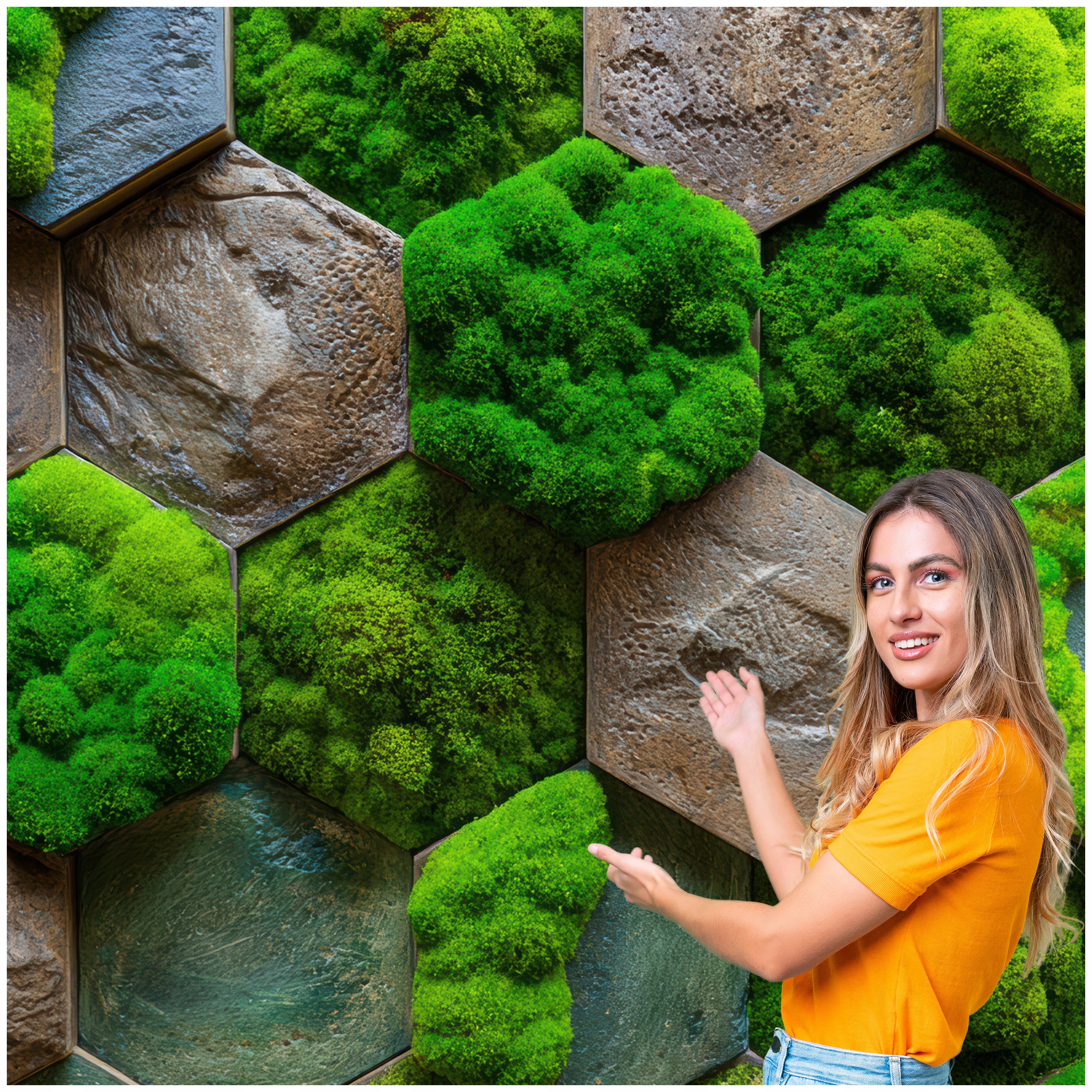 Fototapeta 3D Geometrické Pozadie Kameň Mech 490x280 GTA05W