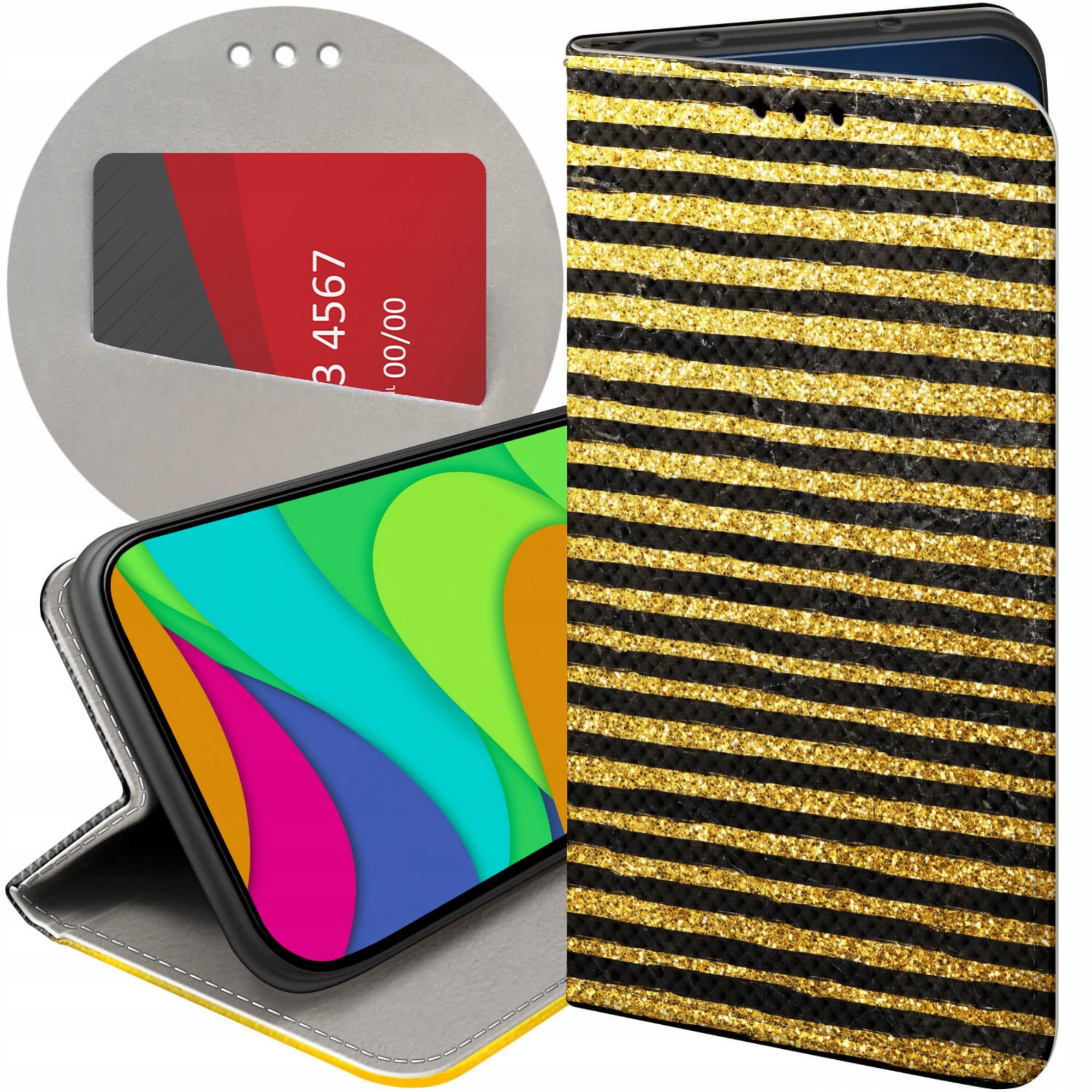 Etui Z Klapką Do Oppo A40 Złoto Gold Rich Futerał Pokrowiec Case