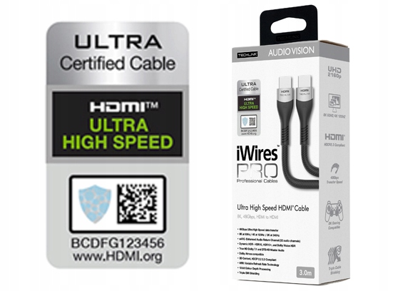 Kabel HDMI Techlink iWires Pro 8K 711803 długość 3m Długość kabla 3 m
