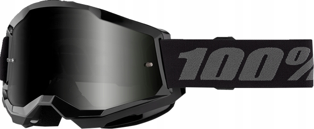 Gogle 100% Strata 2 Sand Black Smoke Czarne Crossowe Quad Enduro MX Atv