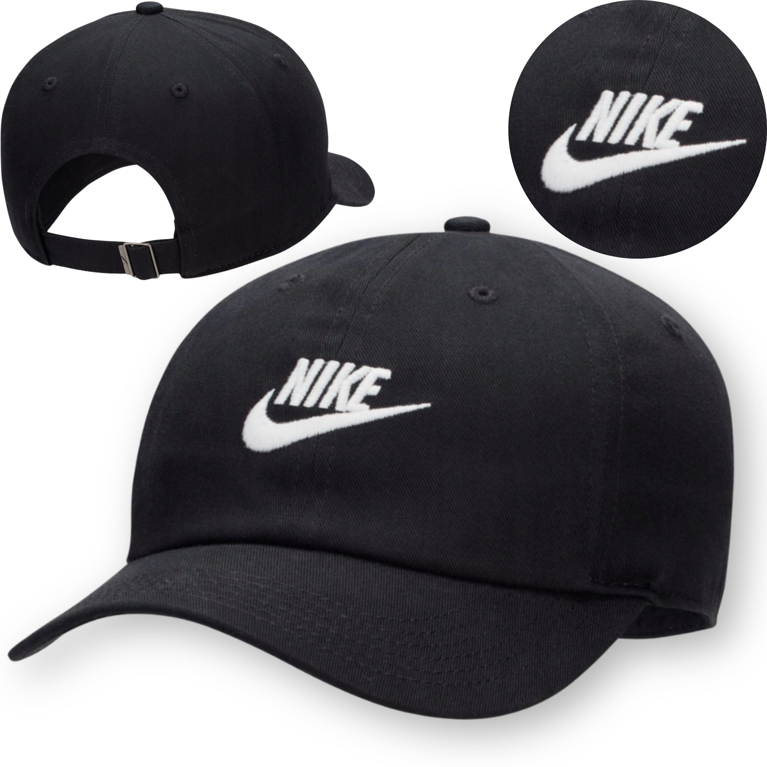 Czapka z Daszkiem Nike Sportowa Czarna Regulowana Juniorska FB5063-010 r.54