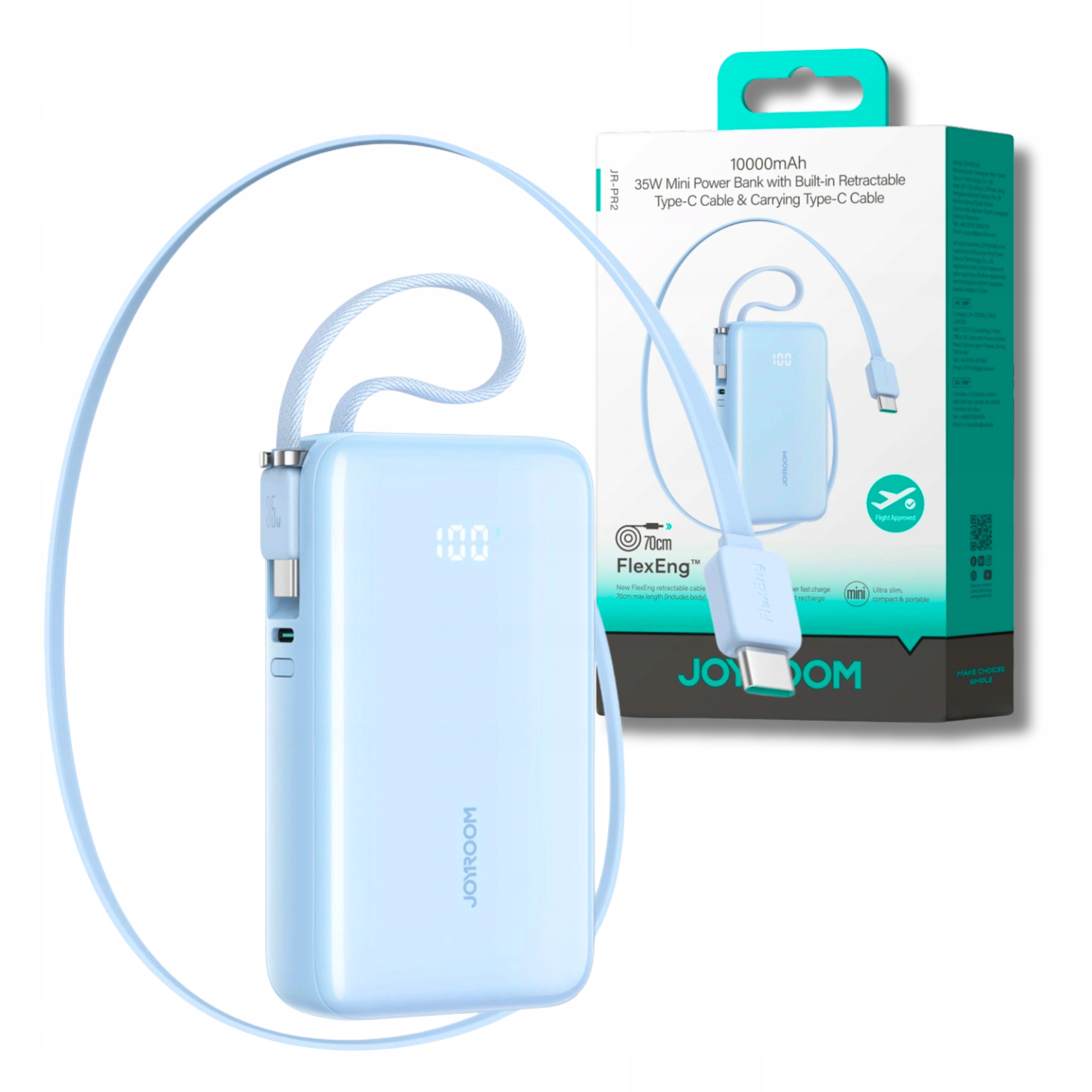 Powerbanka 10000 mAh Rychlá Powerbanka 35 W S Vestavěnými 2 Kabely Usb-c