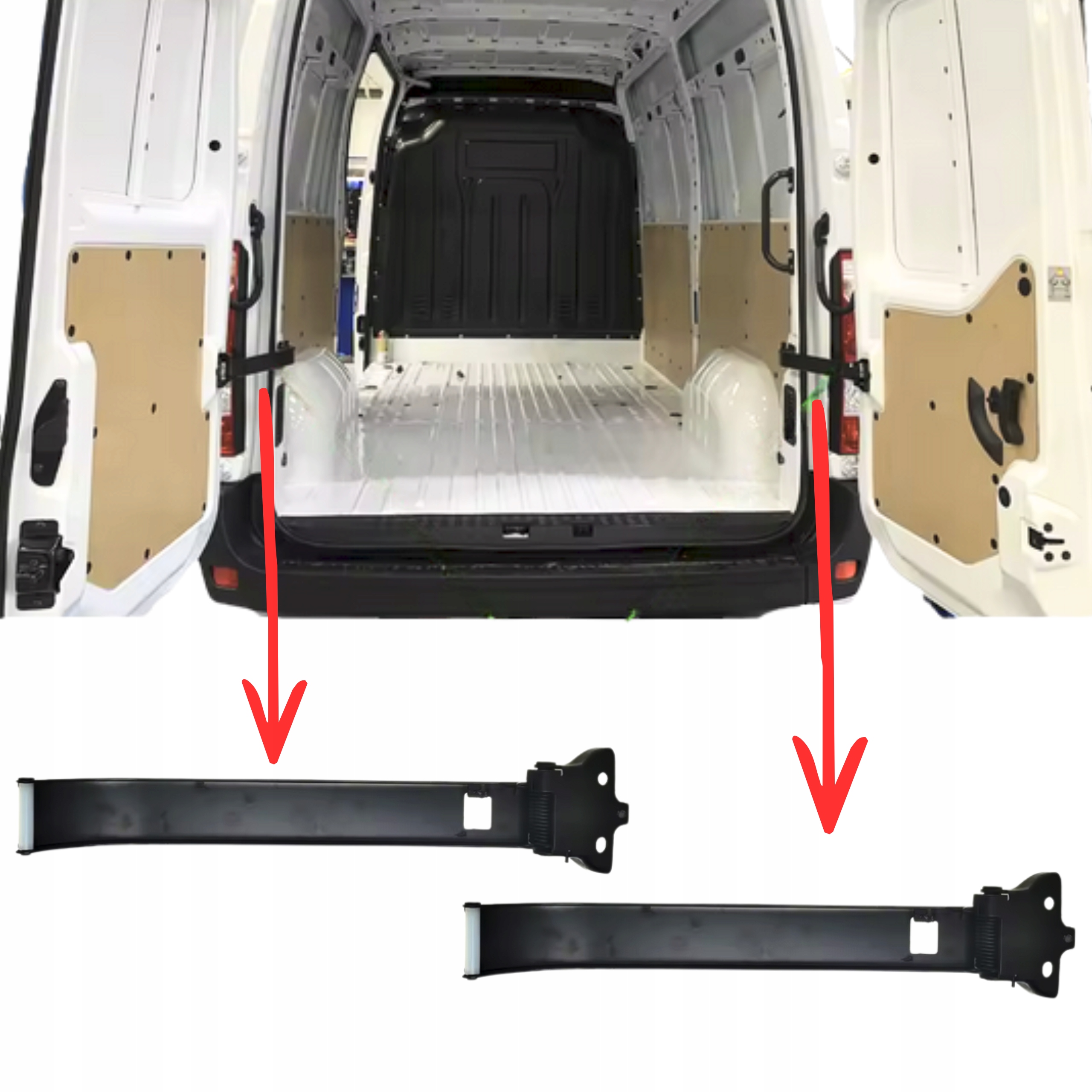 2x Omezovač Zadních Dveří Levý Pravý Master NV400 Movano B 2010->