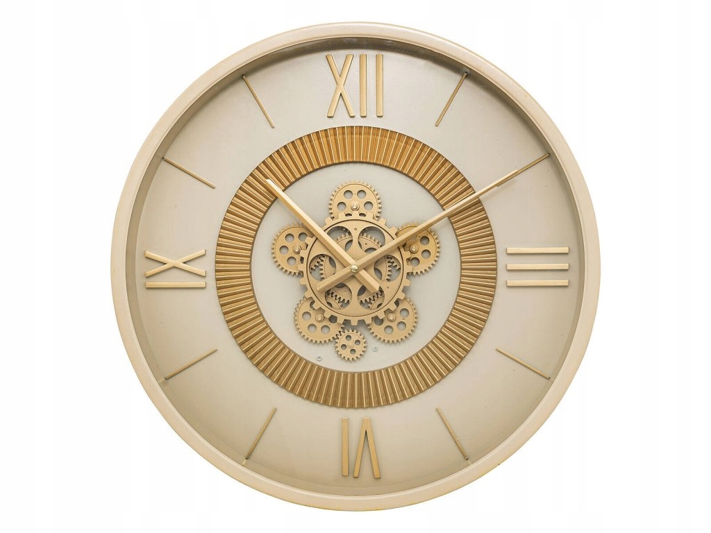Béžové nástěnné hodiny s viditelným mechanismem Giuliana, Ø 50 cm