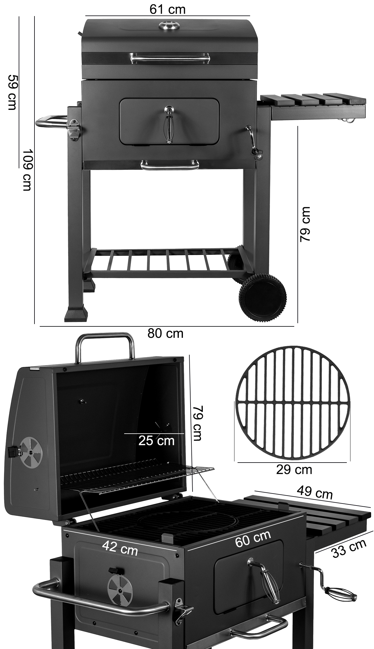 DUŻY GRILL WĘGLOWY OGRODOWY ŻELIWNY RUSZT POKRYWA PÓŁKI REGULOWANY Producent MalTec