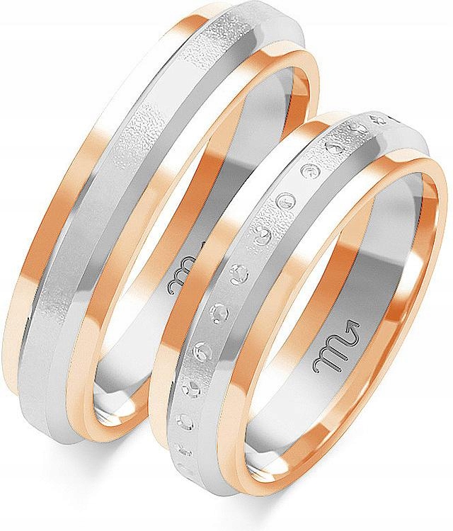 Zlaté snubní prsteny pro svatební pár 585, 26 27 28, elegantní model, dárek