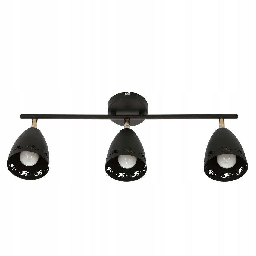 Stropní svítidlo trojitá černá zlatá reflektory lišta 70 cm Candellux