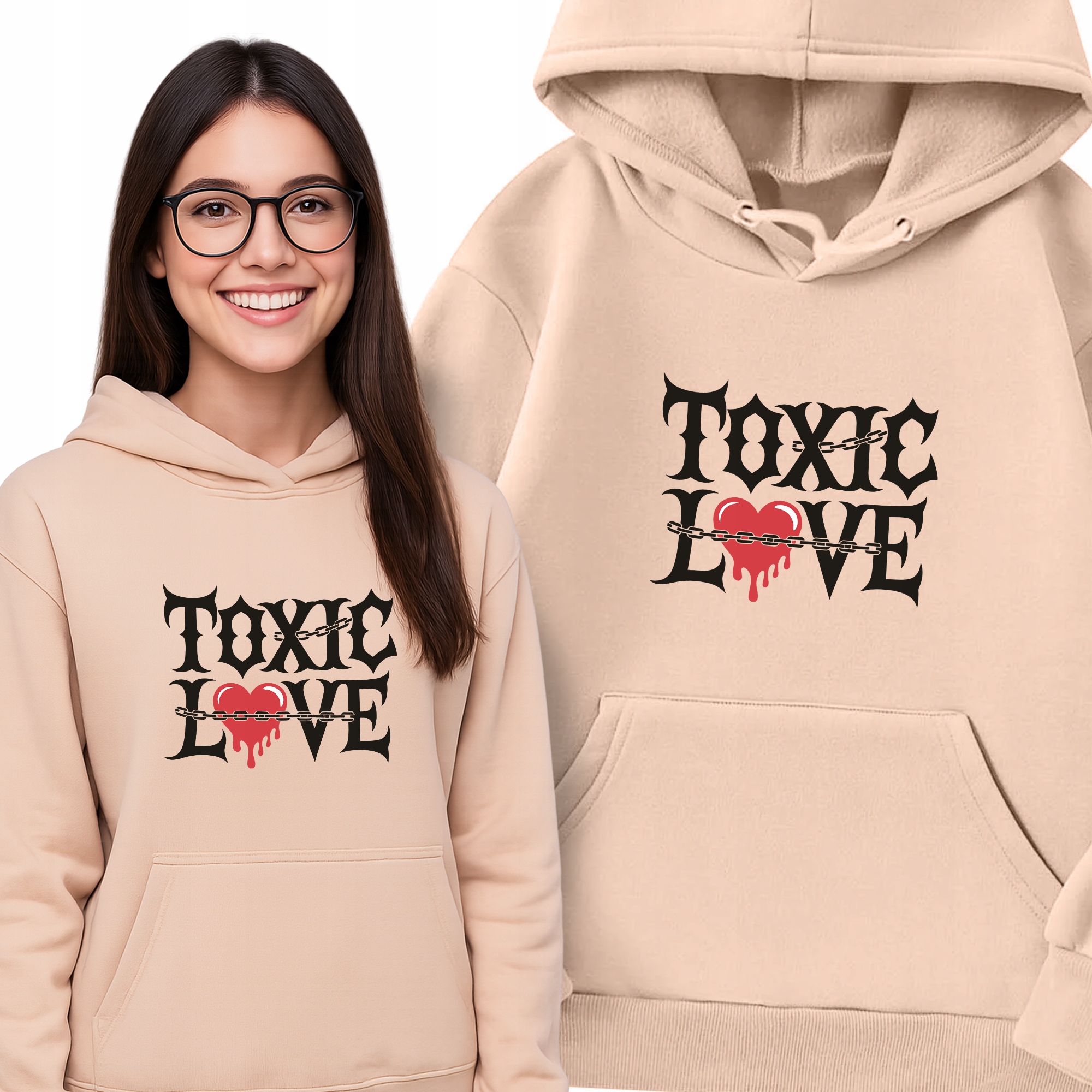Mikina S Kapucí Broskvová Toxic Love pro dívku jako Dárek Vel M
