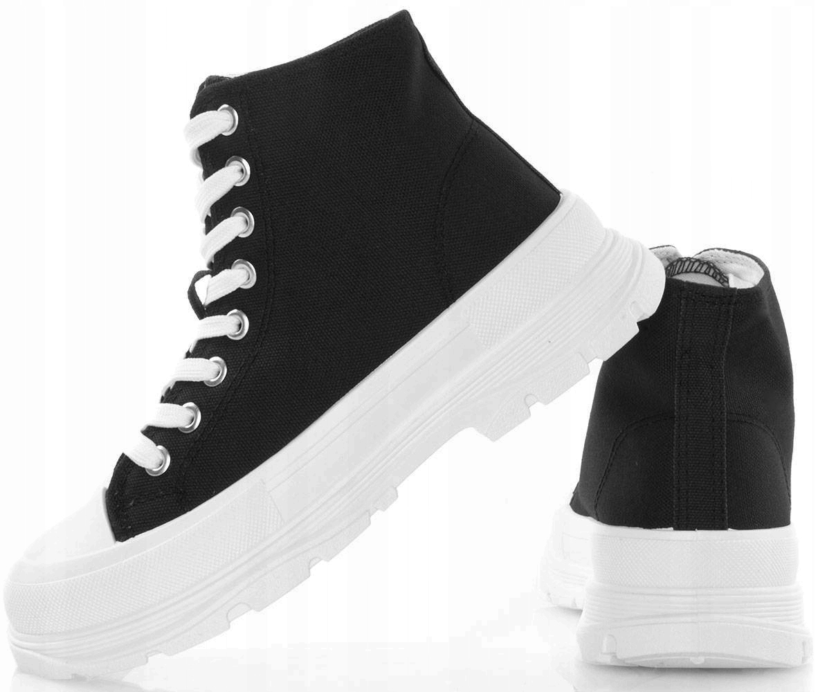 CZARNE WYSOKIE TRAMPKI PALLADI PLATFORMA 40 Marka inna