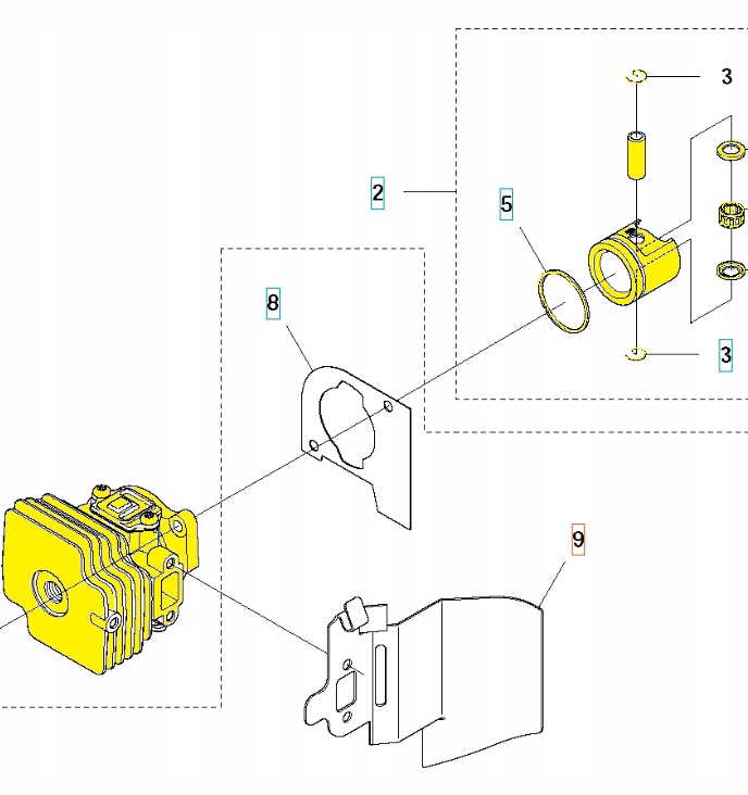 Cylinder nożyc 122HD60/122HD45 Husqvarna Rodzaj cylinder