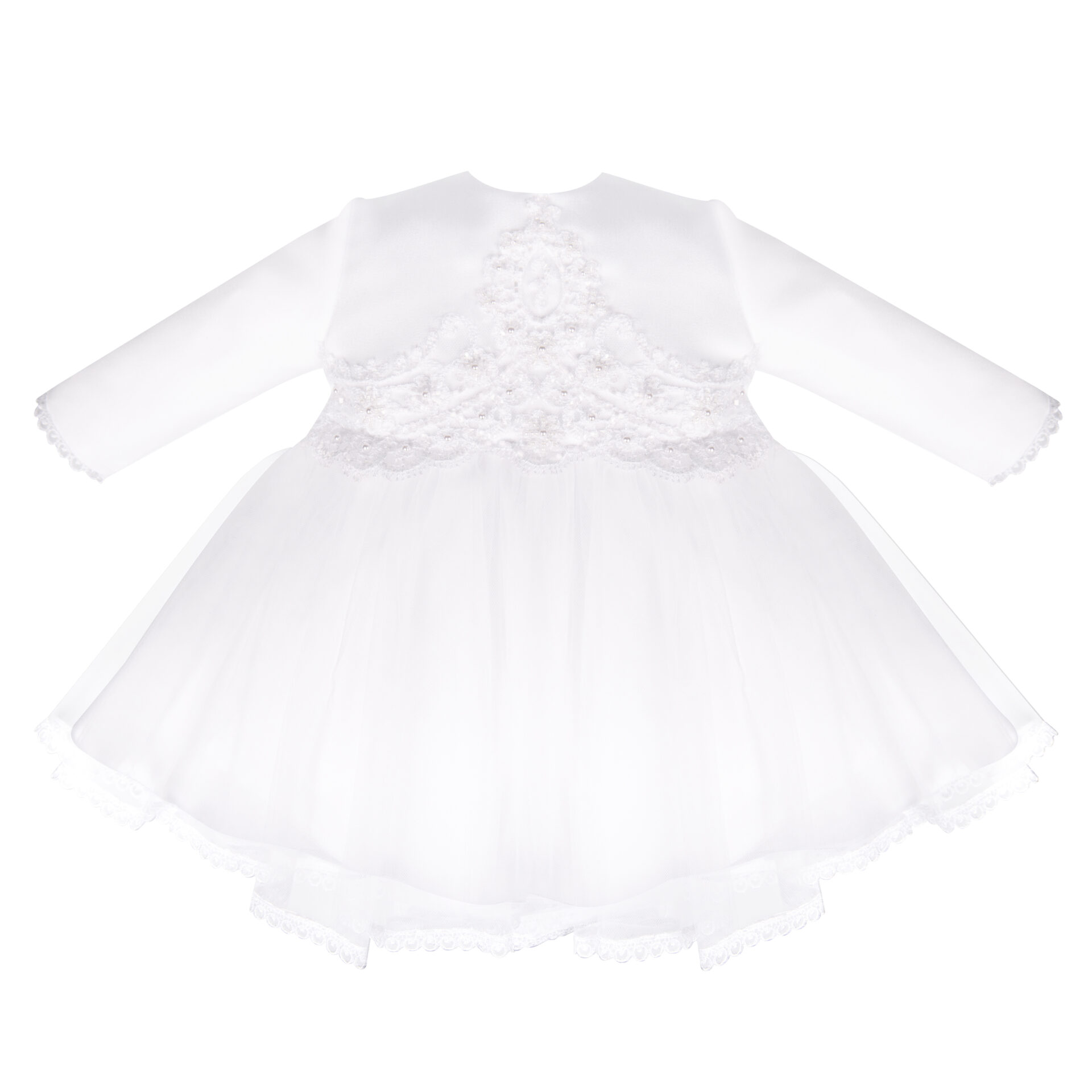 SUKIENKA LAURA BIAŁA Z DŁUGIM RĘKAWEM - 68 Długość sukienki 45 cm