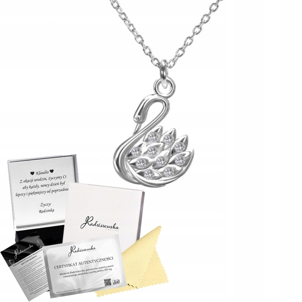Stříbrný Náhrdelník S Labutí Labuť Řetízek Dárek Žena Přání