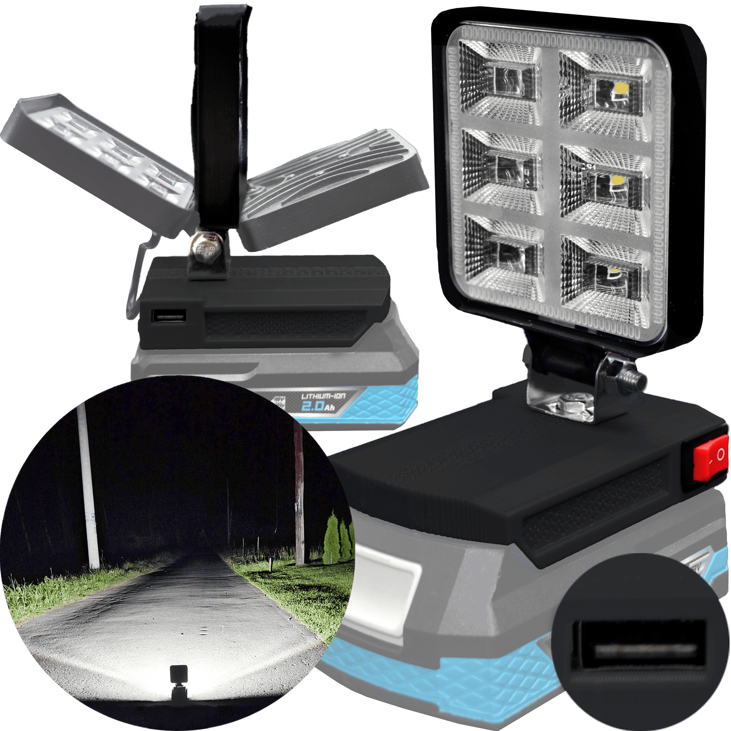 Lampa Pro Dedra 18V Sas+ Pracovní Halogen Led +usb