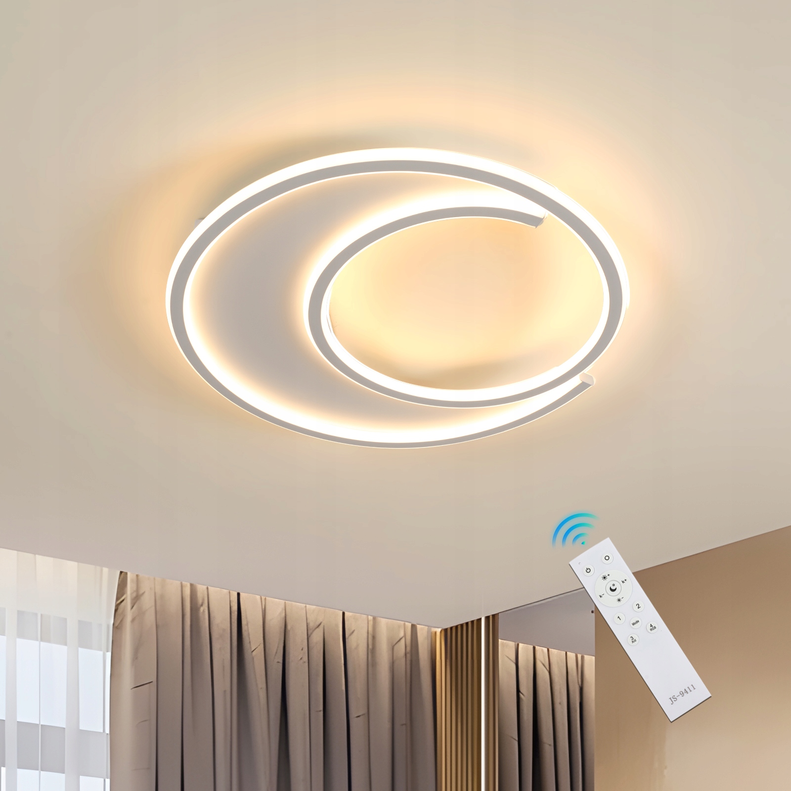 Lampa Sufitowa Plafon Led Wisząca Biała Okrągła Z Pilotem Do Salonu 78W