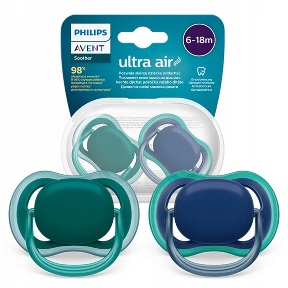 PHILIPS AVENT ULTRA AIR SMOCZEK USPOKAJAJĄCY 6-18M SILIKONOWY 2SZT + ETUI