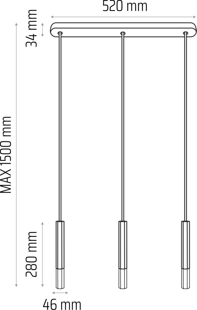 Závesná lampa Madera2 Hexa 3pl, sivá