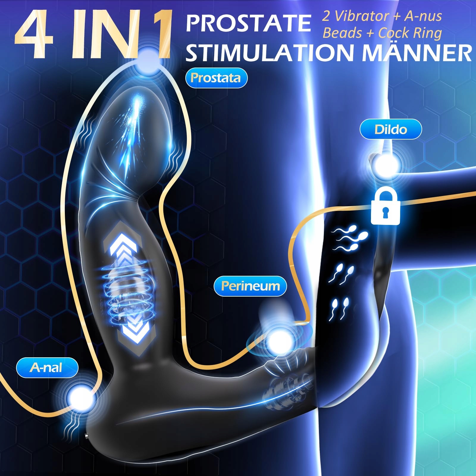 APP Wibrator Analny z Pierścieniem Penisowym dla Mężczyzn — miniatura 2