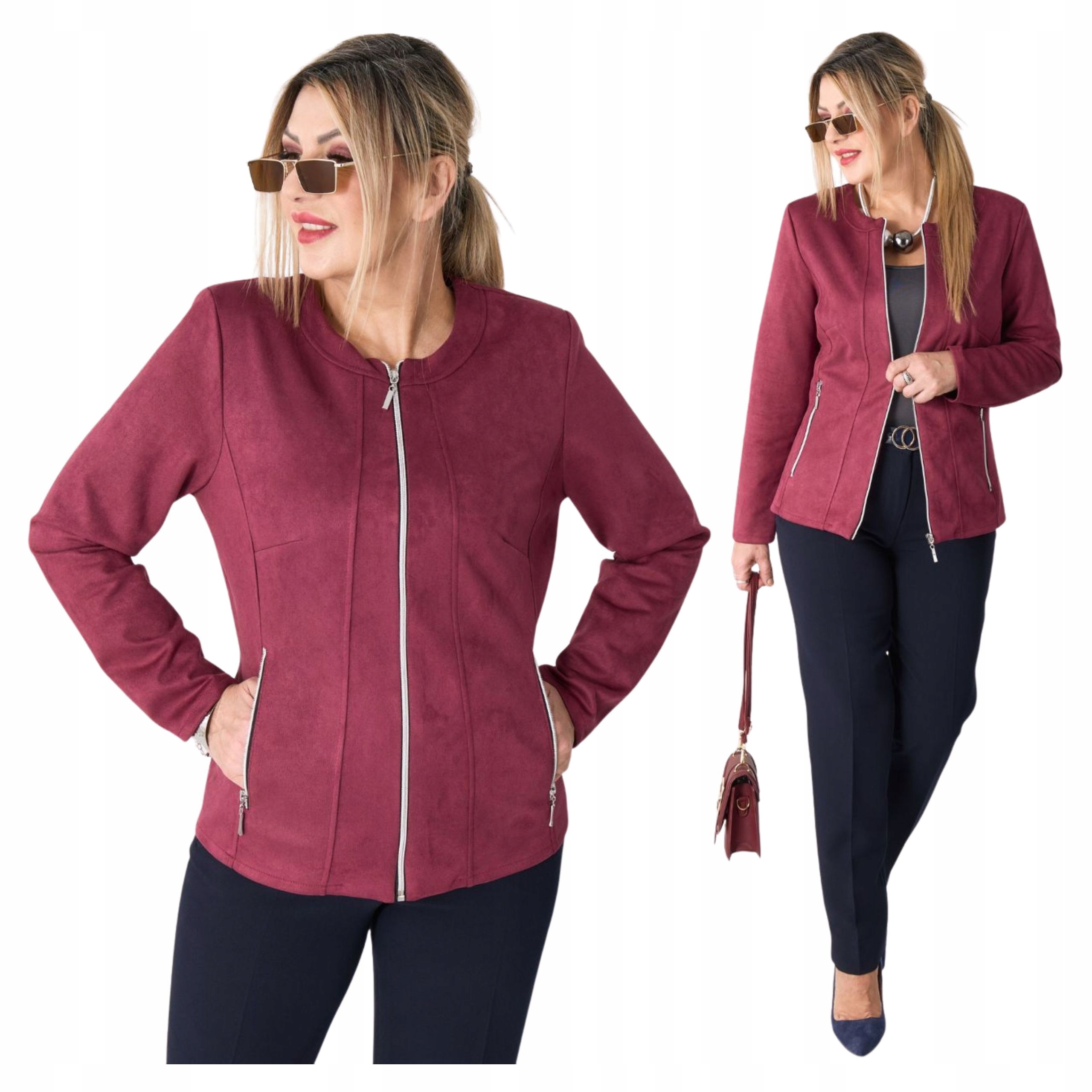 Żakiet Zamszowy Krótki Produkt Polski Duże Rozmiary