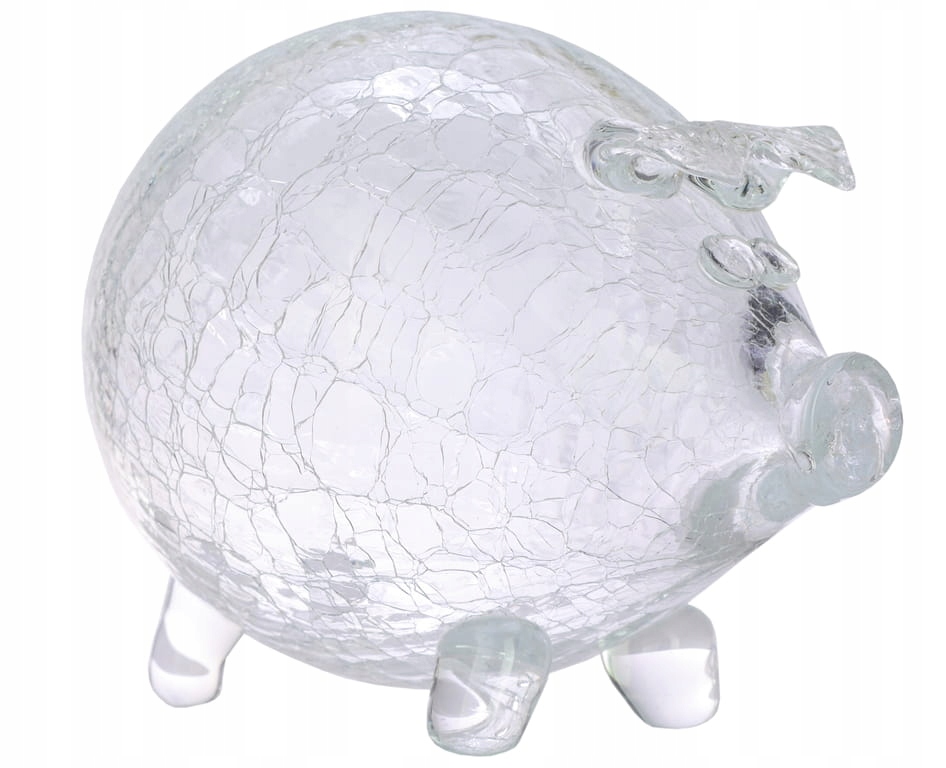 SKARBONKA ŚWINKA DEKORACYJNA SZKLANA XXL CRACKLE 17x19