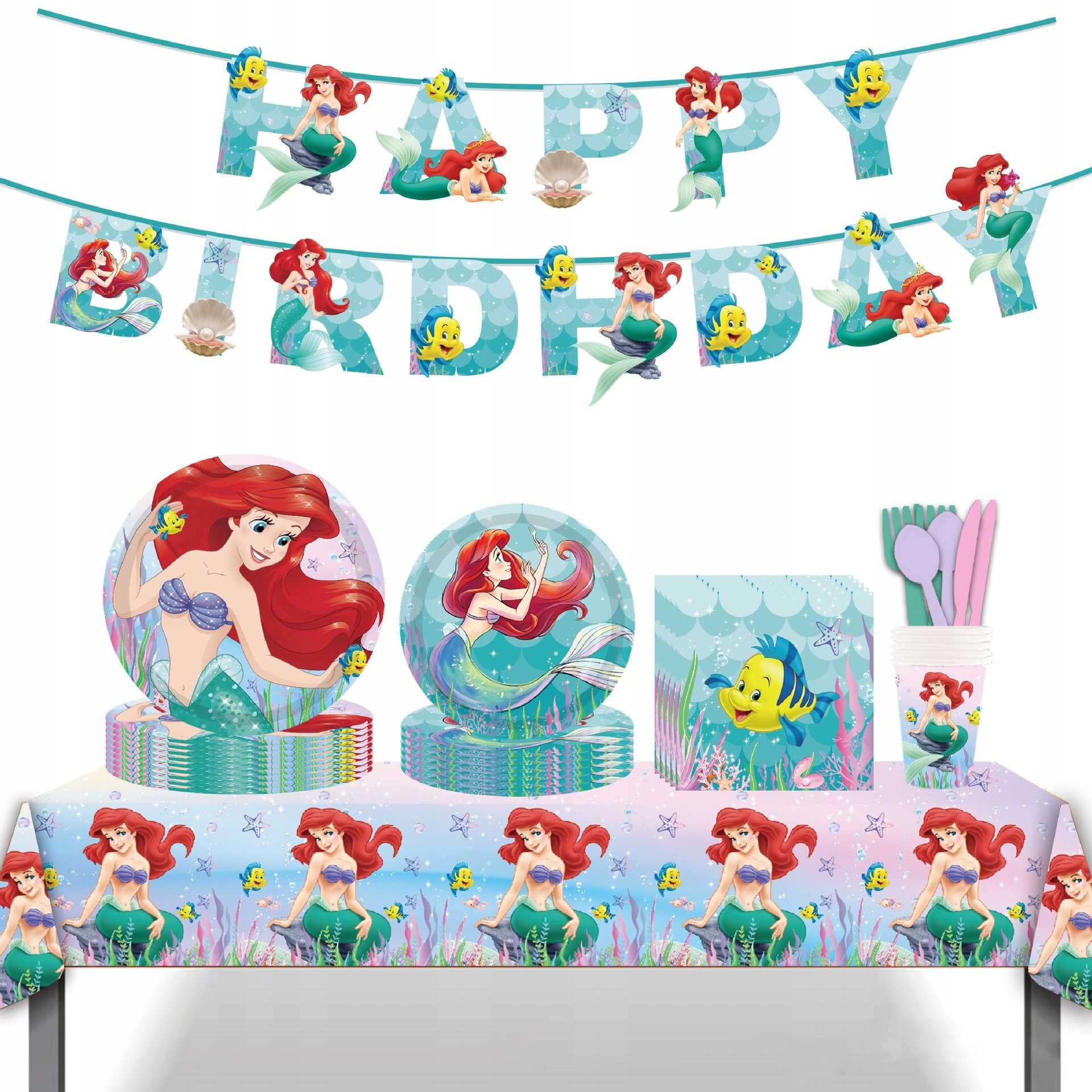 Obrus Urodzinowy Dla Dzieci Motywem Syreny 2PCS Marka inna