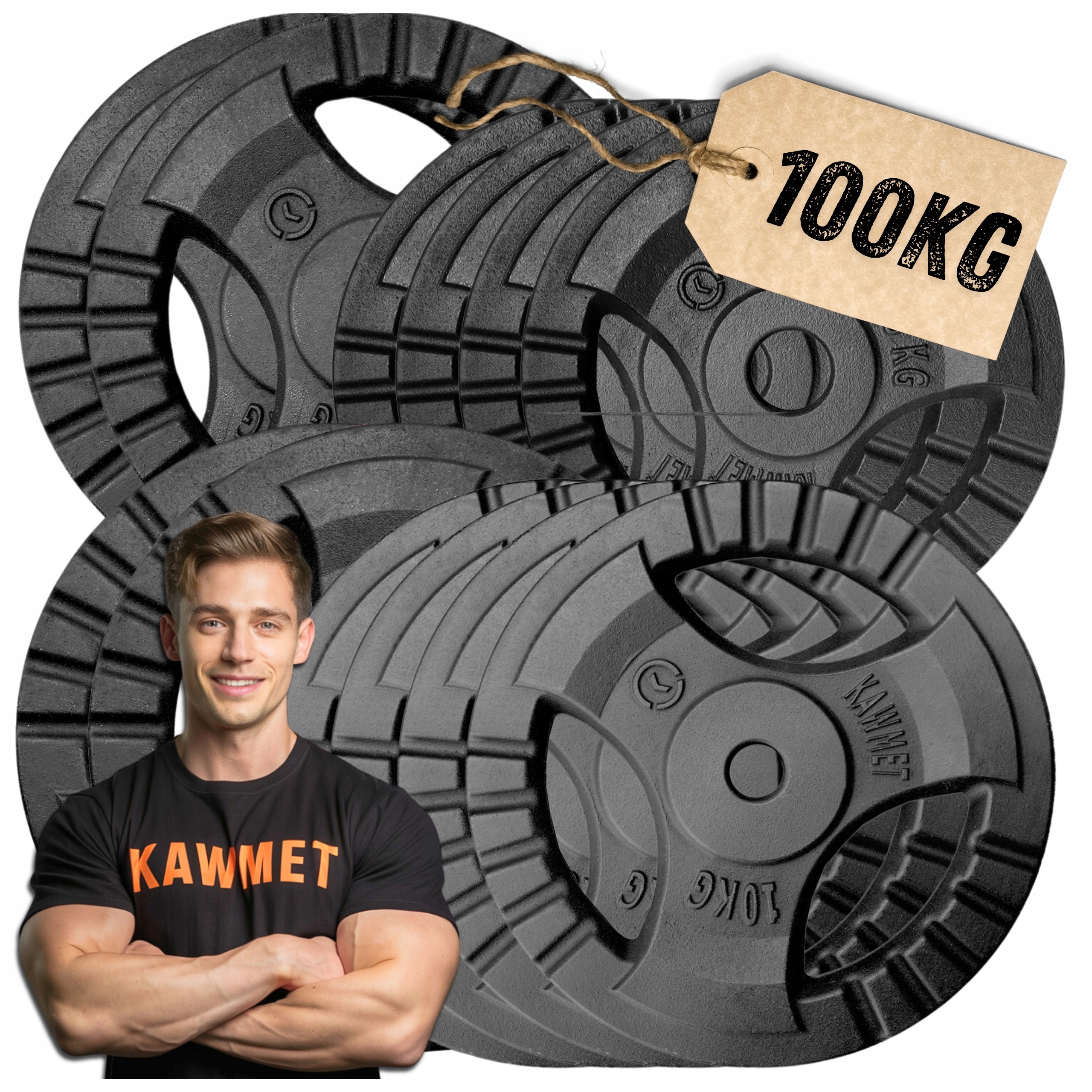 Zestaw 100 kg obciążenia żeliwne talerz kierownica siłownia fitness 28,5 mm
