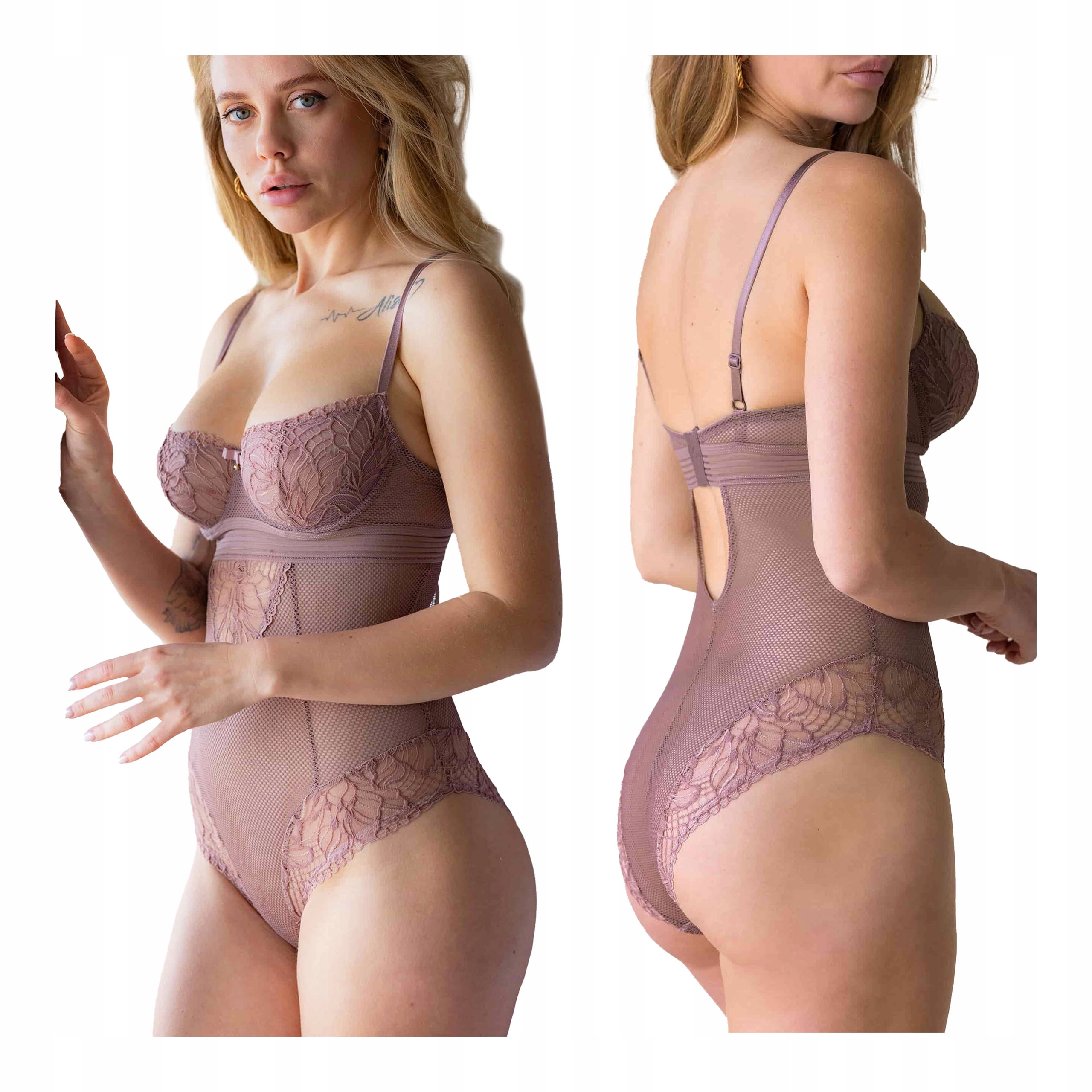 Dámské krajkové sexy elegantní body s ramínky Kleo 70D