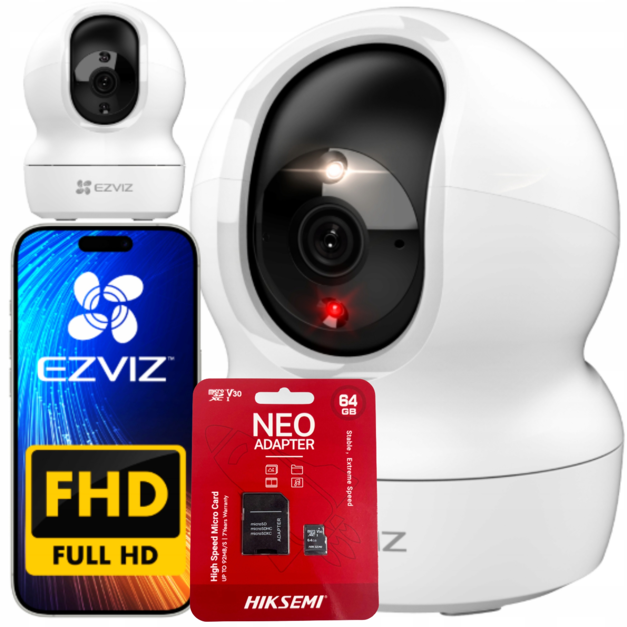 Kamera CP1 2MP Niania Obrotowa Detekcja Apka Wifi Fhd Karta pamięci 64GB