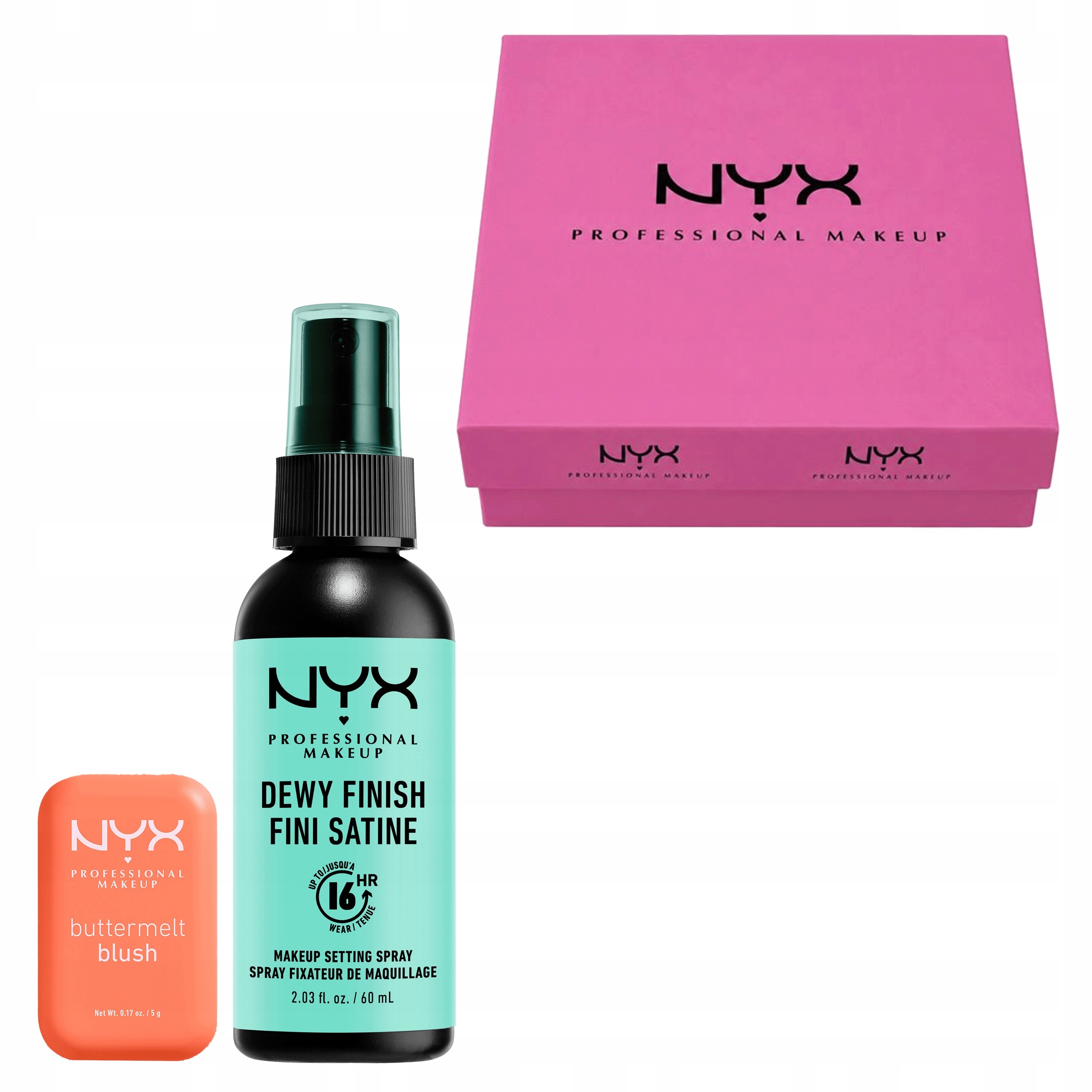 Zestaw Nyx Utrwalacz Makijażu Dewy 60ml Róż Buttermelt 03 Sonner The Buta