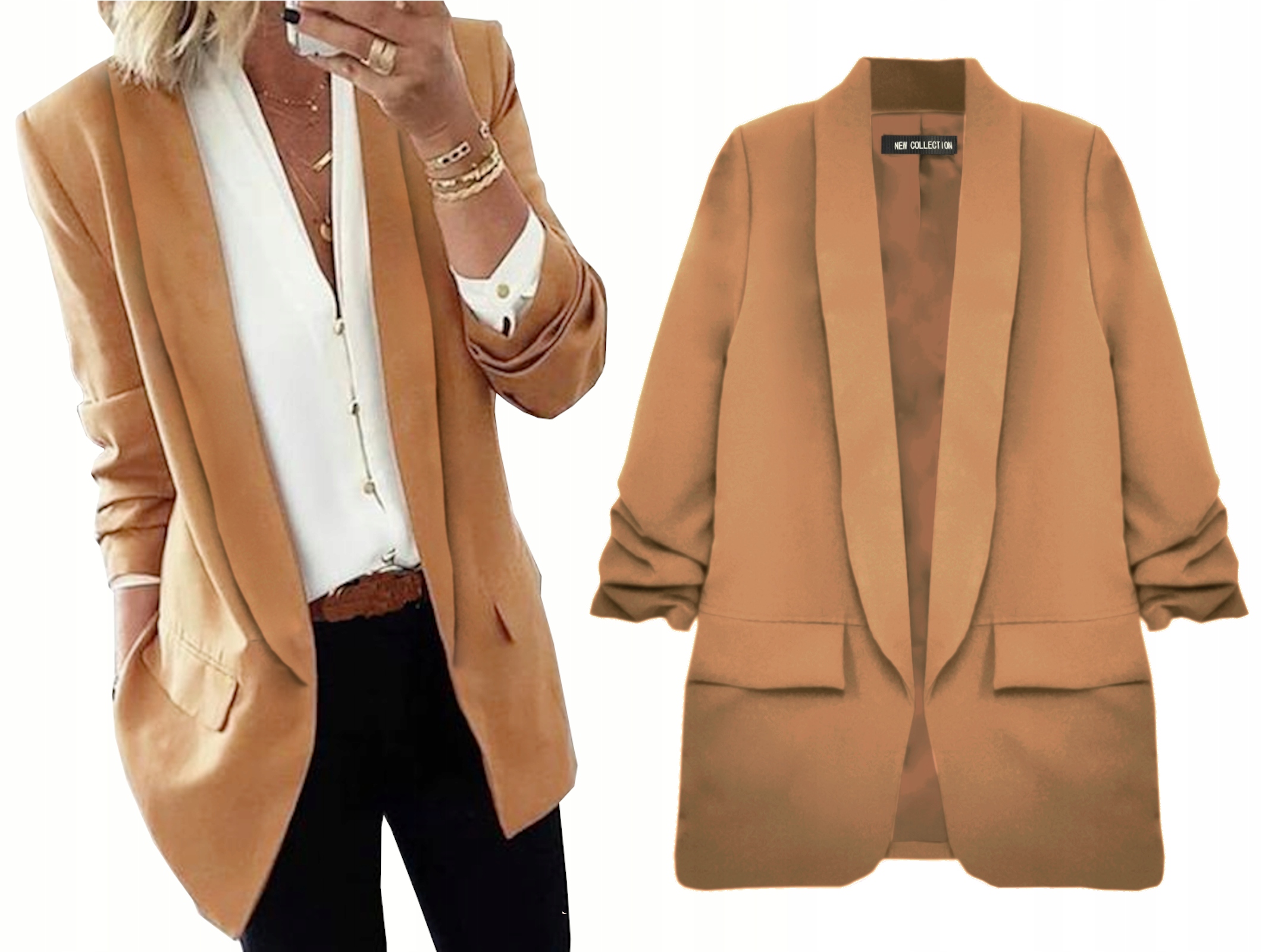 KOBIECY ŻAKIET Marynarka JAKOŚĆ PREMIUM camel S_36