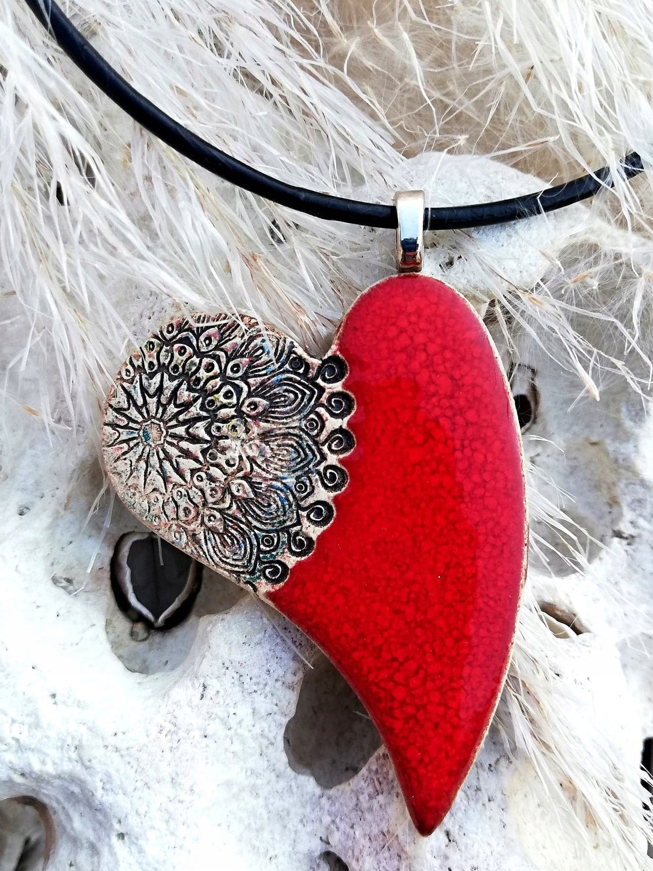 Červený Příslušenství srdcem přívěsek asymetrický