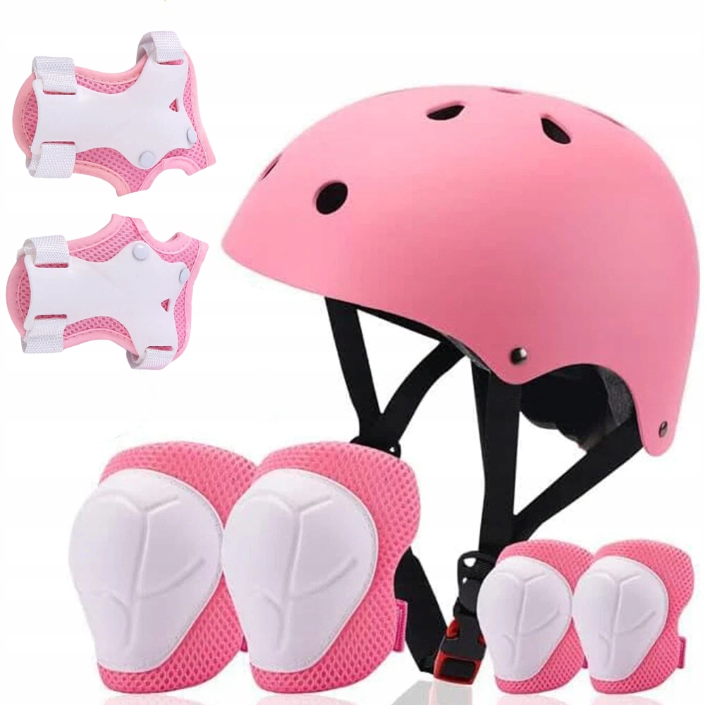Zestaw Różowy Kask Ochraniacze na kolana Łokcie Rolki Rower Dziewczyna nowy