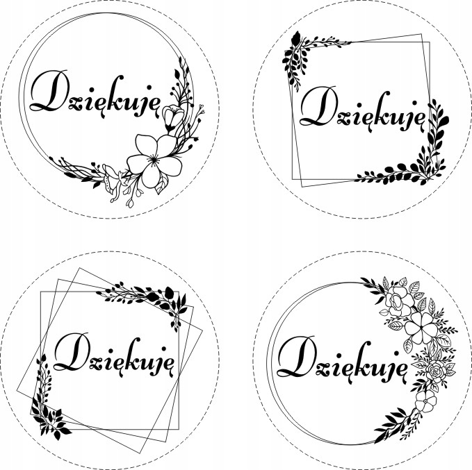 

Naklejki, etykiety ozdobne Dziękuję, 48 szt. 40mm
