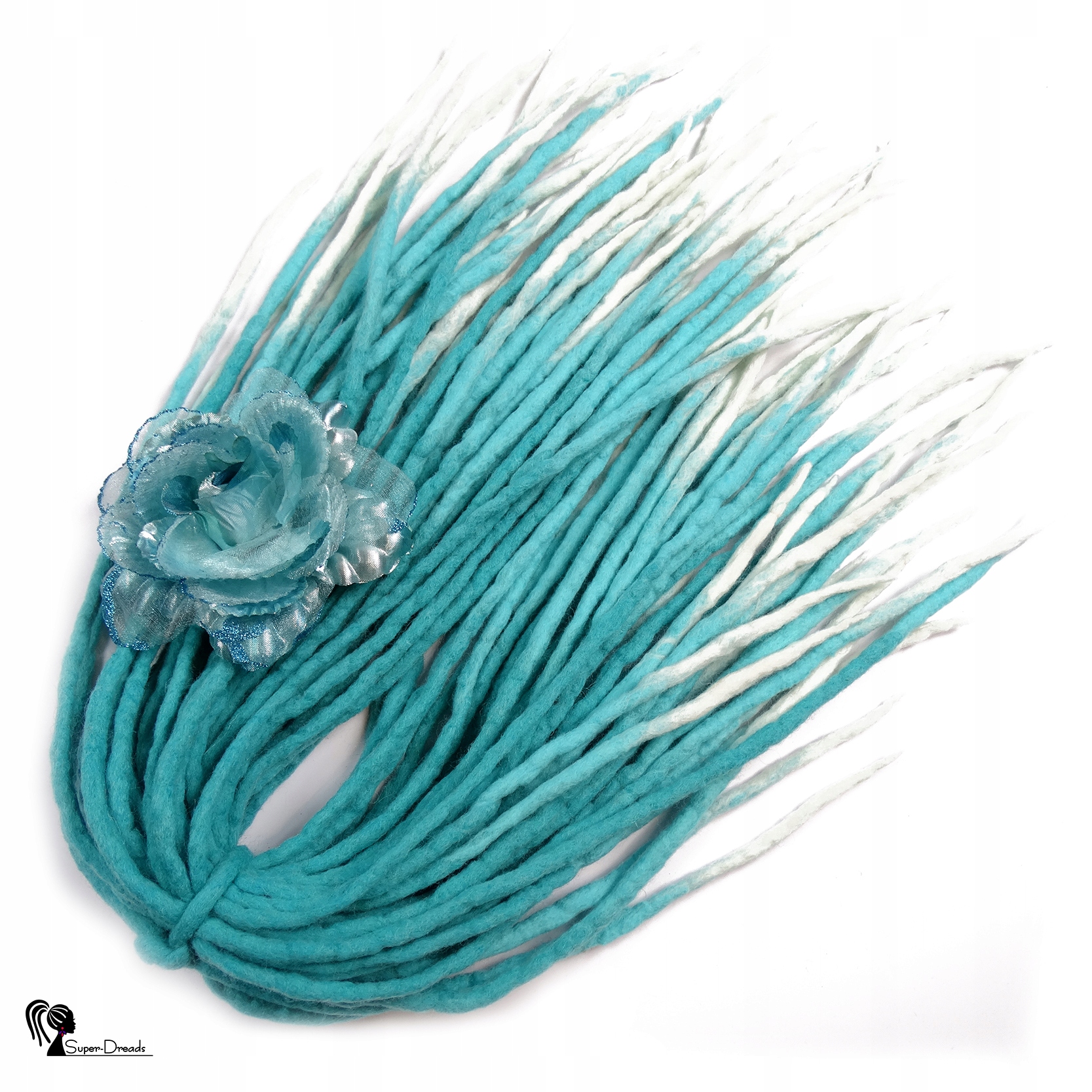 Dredloky Dredy vlněné, modré bílé, Syreni Ogon, 40 ks