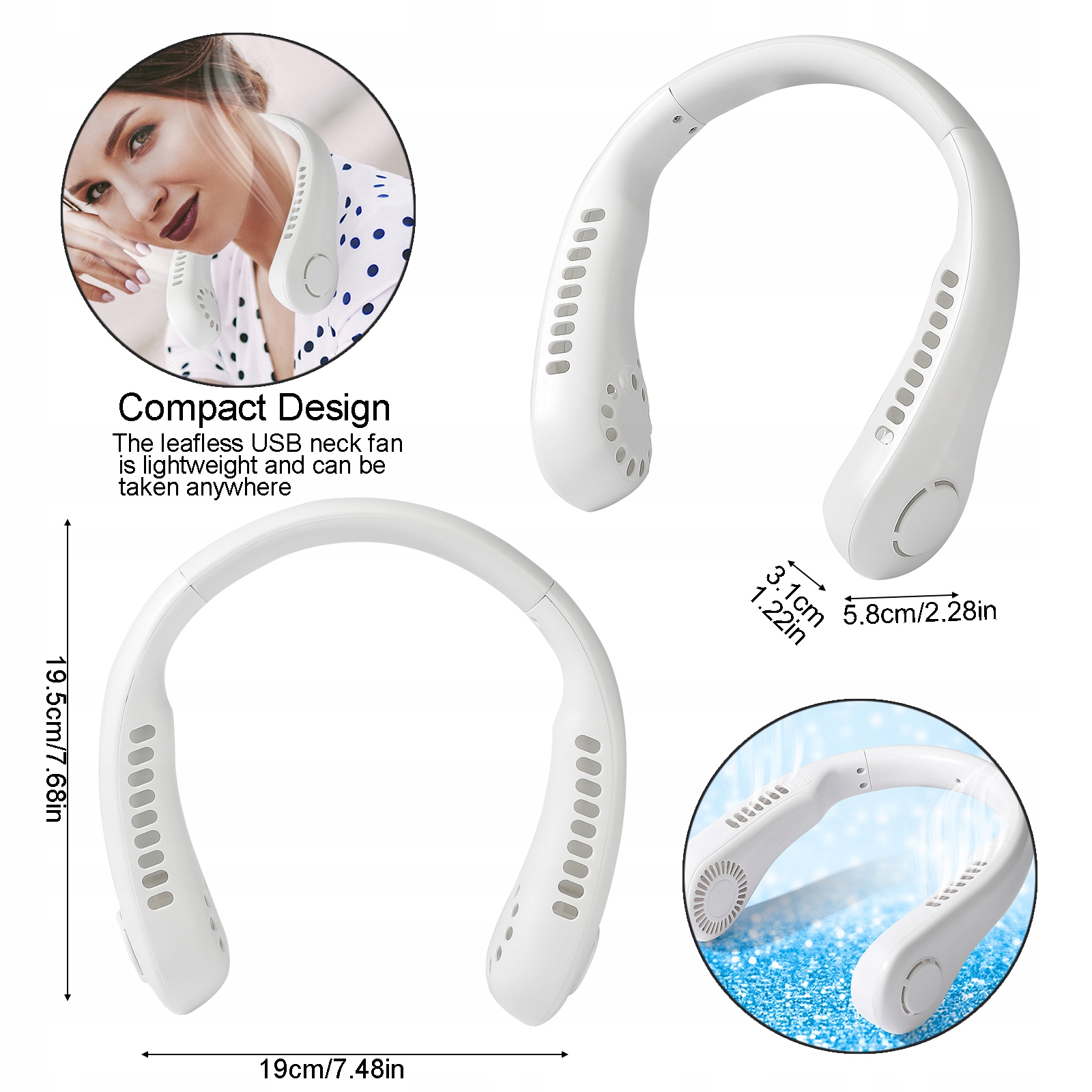 WENTYLATOR WIATRAK NA SZYJĘ PRZENOŚNY KLIMATYZATOR BEZPRZEWODOWY USB Marka inna