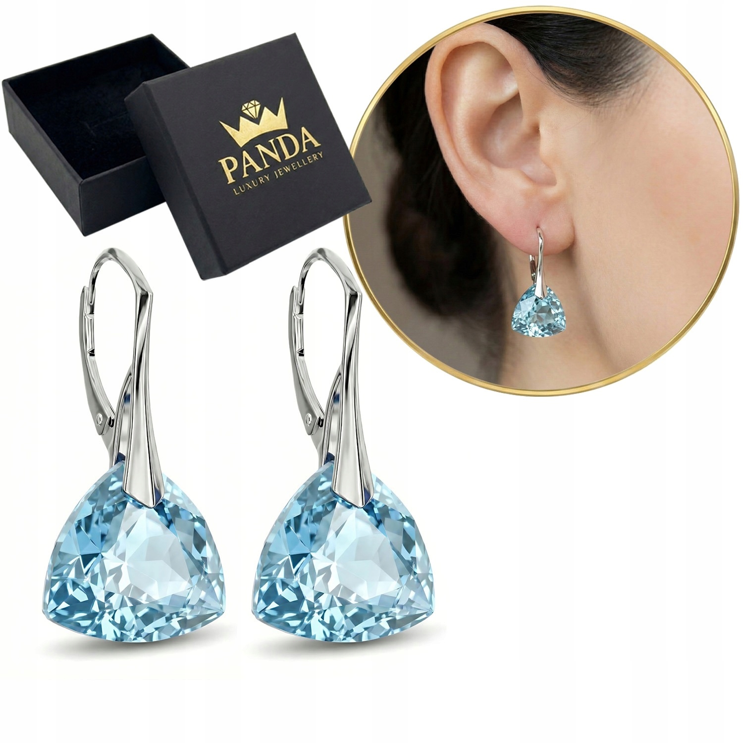 Stříbrné Náušnice 925 Modré krystaly Dárek k narozeninám pro maminku a manželku