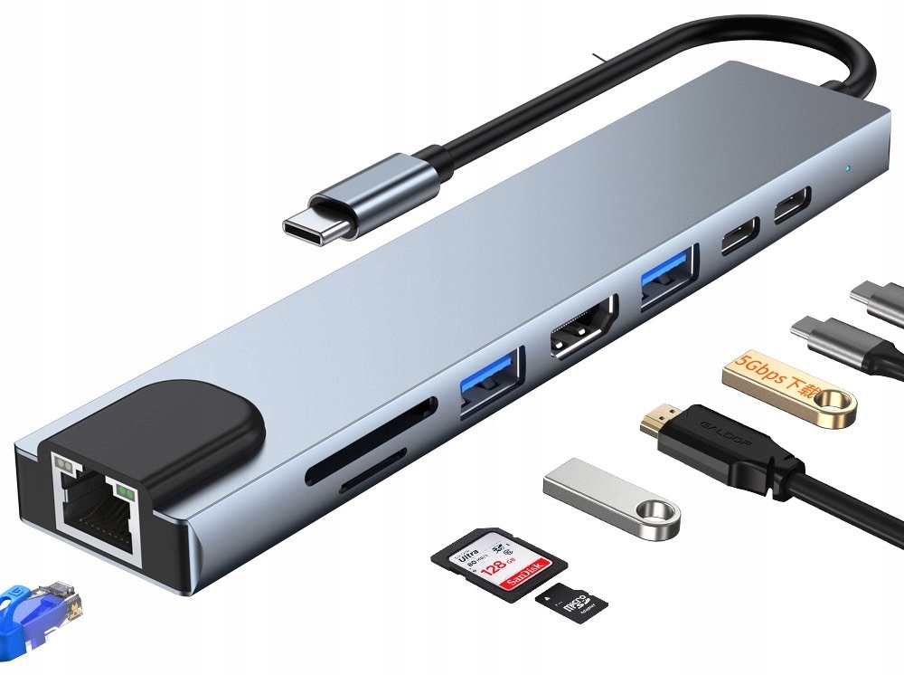 

Adapter 9w1 Hub Usb-c Hdmi 4K Lan Macbook Pro Air