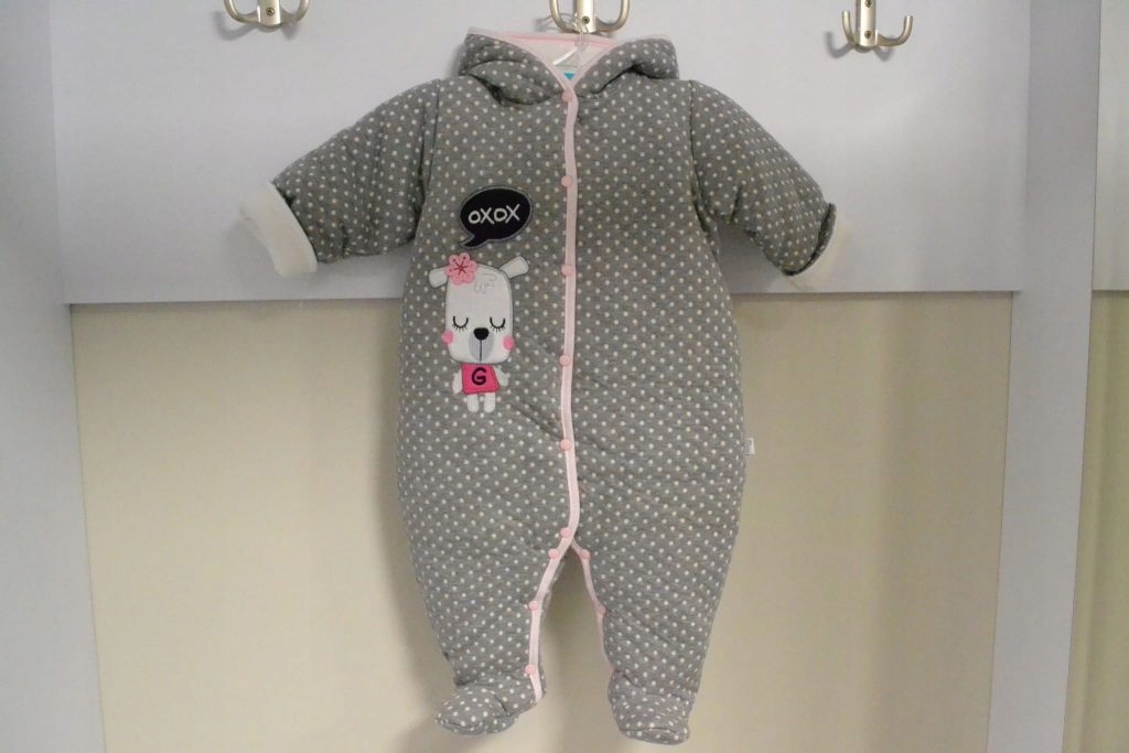 Kombinezon niemowlęcy, szaro- różowy