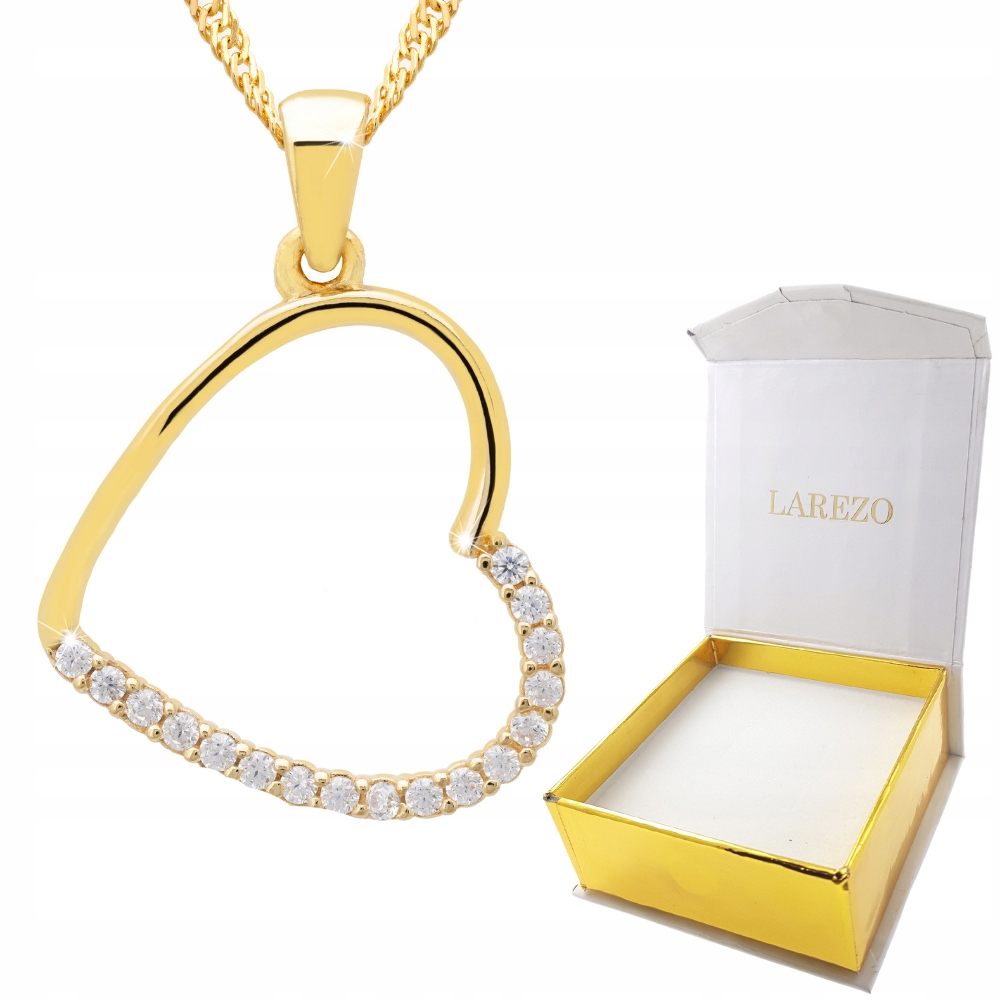 Zlatý náhrdelník Srdce Zirkony stříbro 925