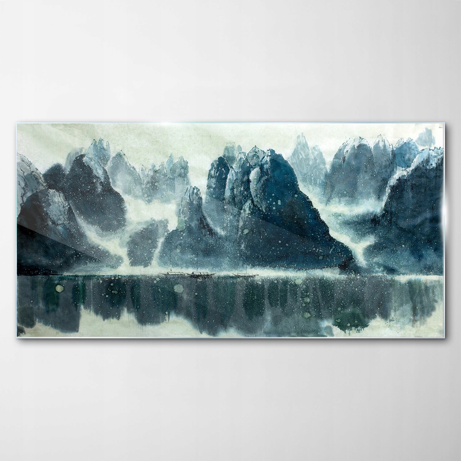 Obraz Sklenený dekor Čína Hory Jazero Loď 140x70