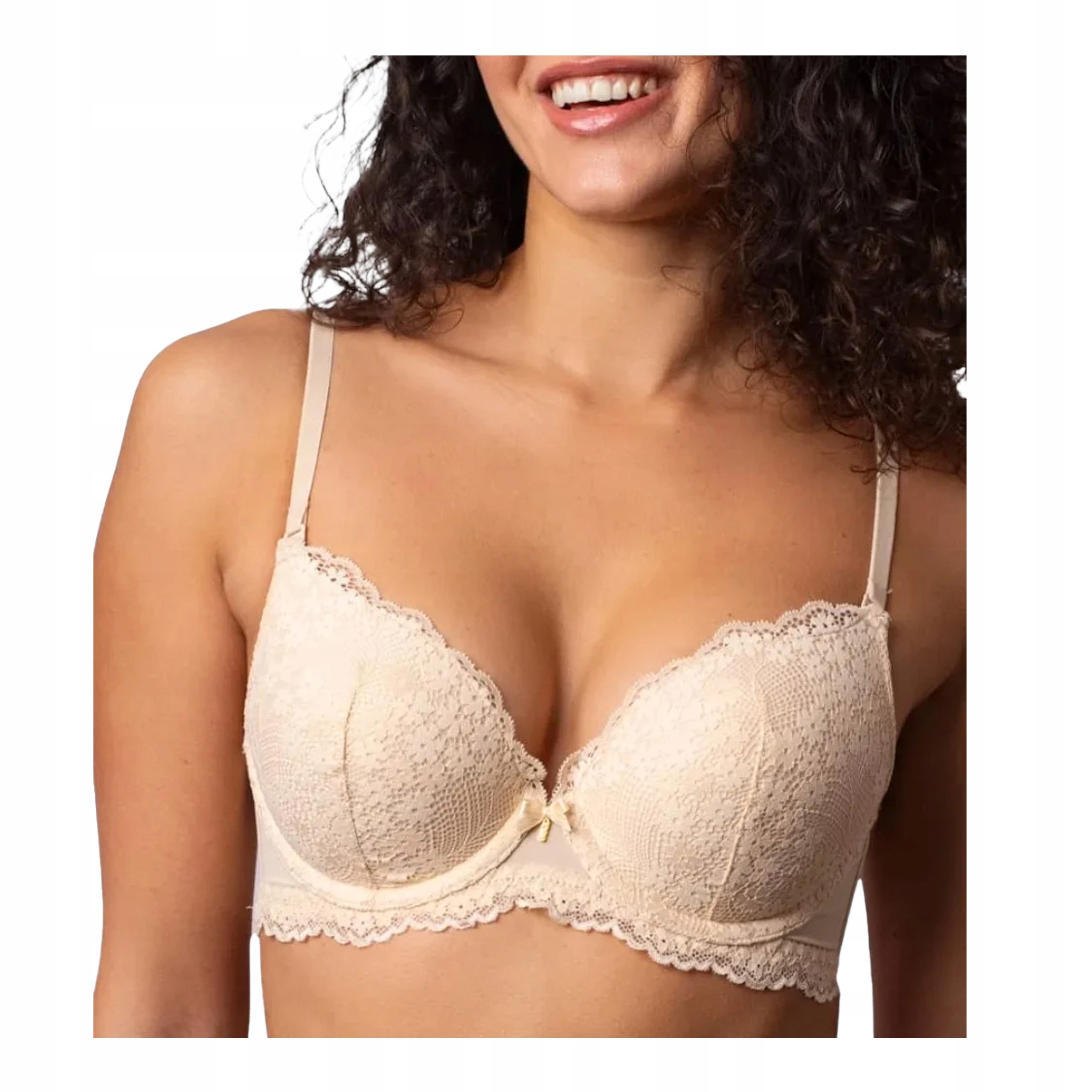 Push-up podprsenka vyztužená krajkovou béžovou, pohodlná podprsenka Agio 95B