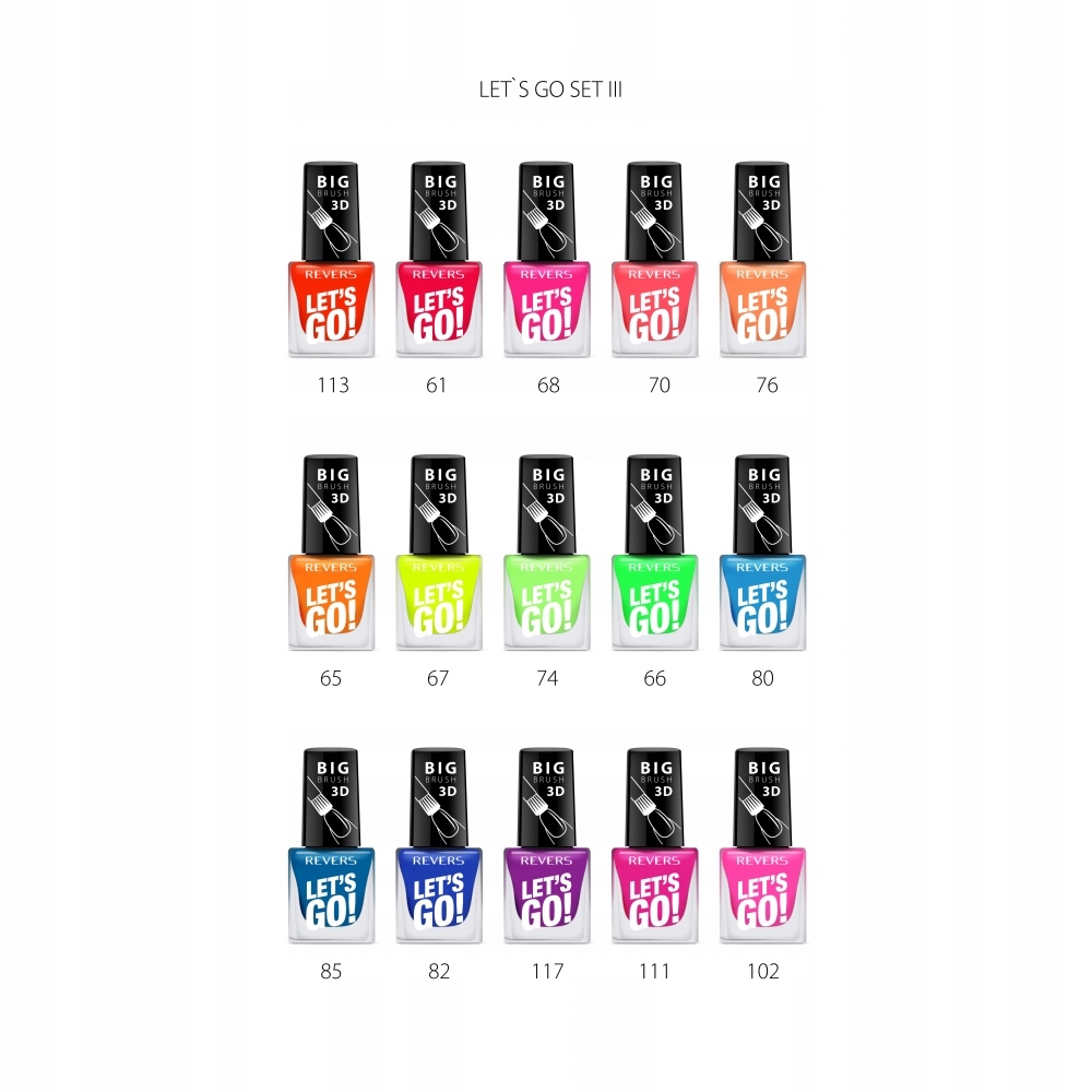 Revers Lets Go Lak na nehty Set III Neon, 5 ml, neonový