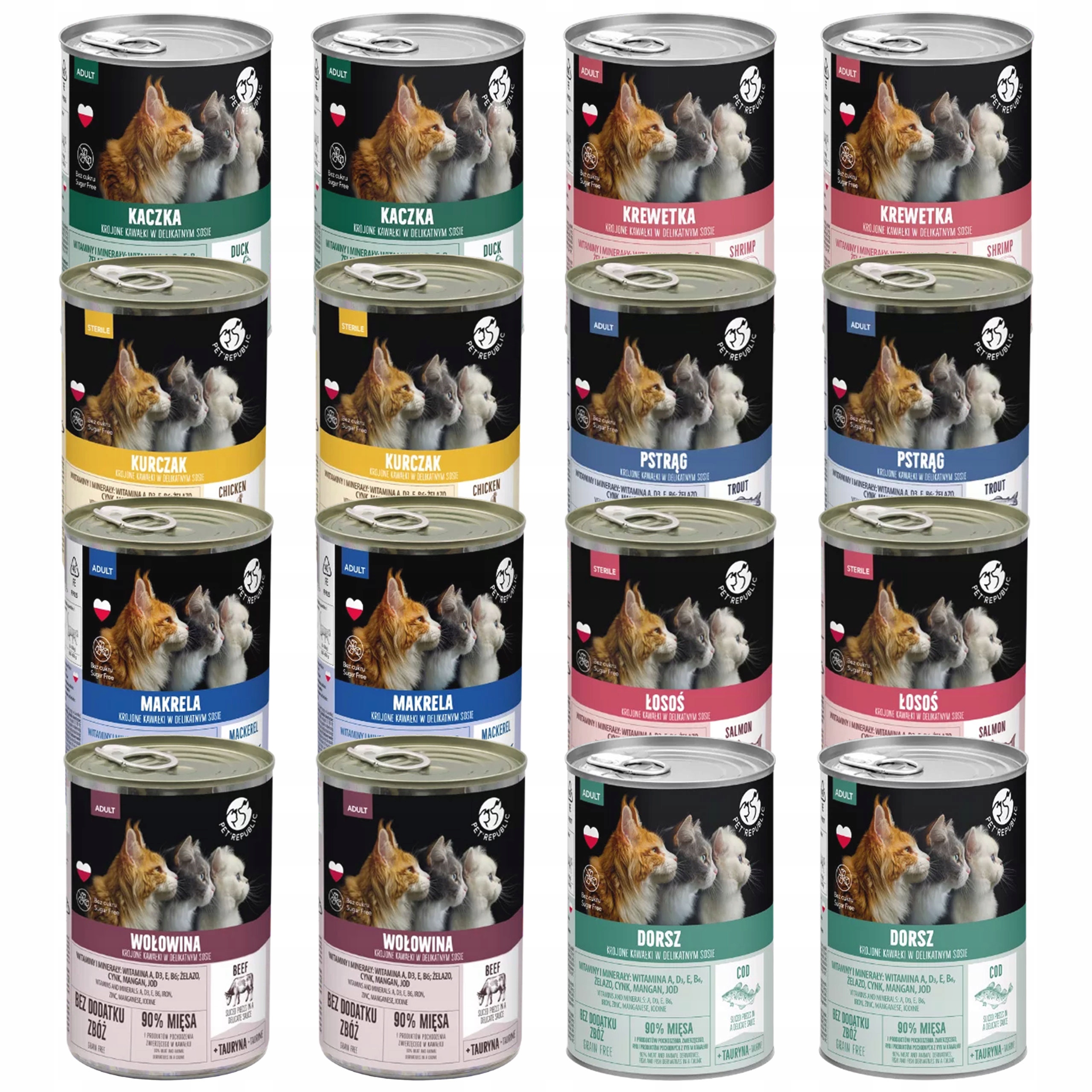 Levně Pet Republic krmivo pro kočky mix chutí 16 x 400 g