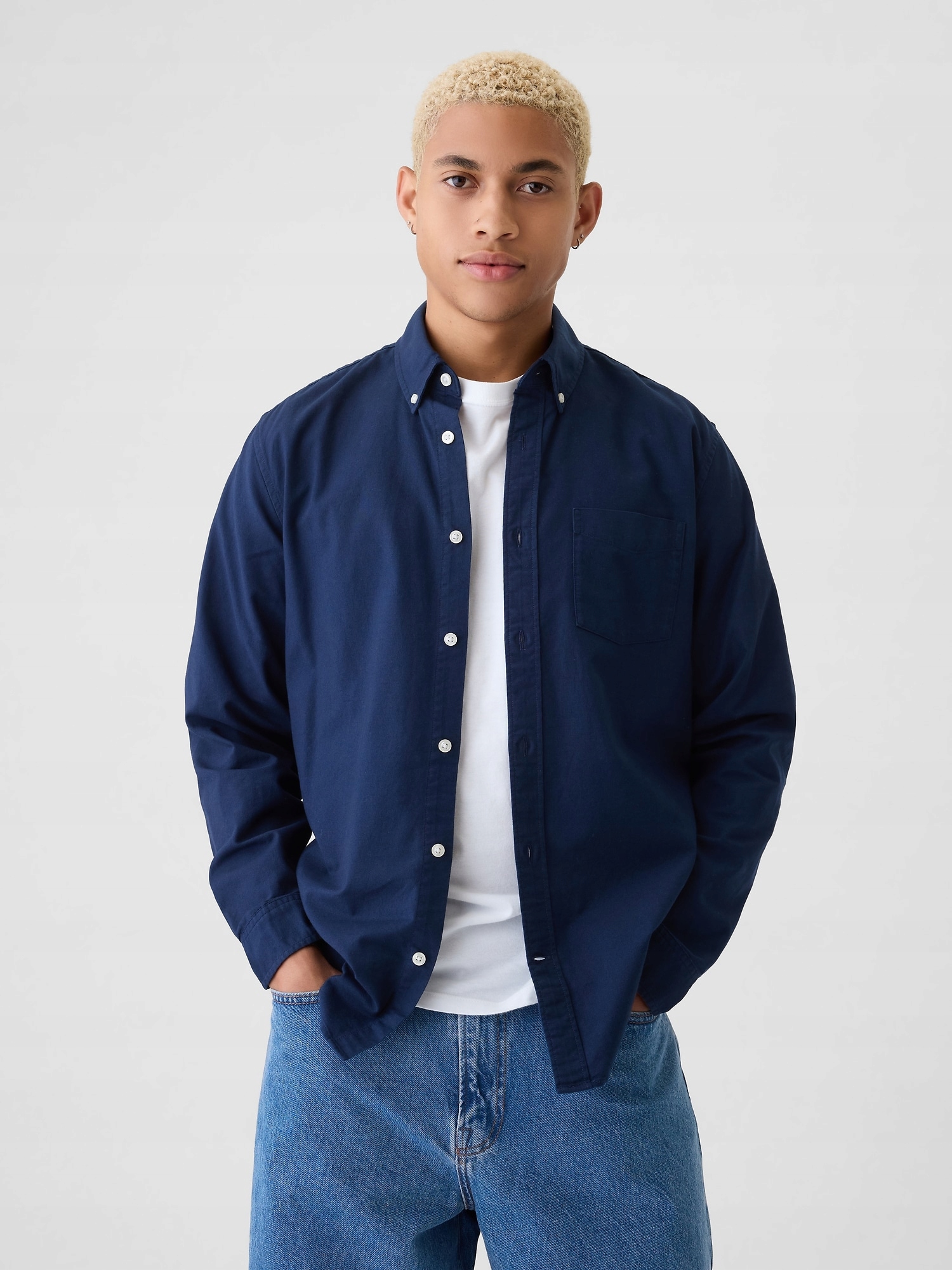 Gap Košile oxford standard fit modrá