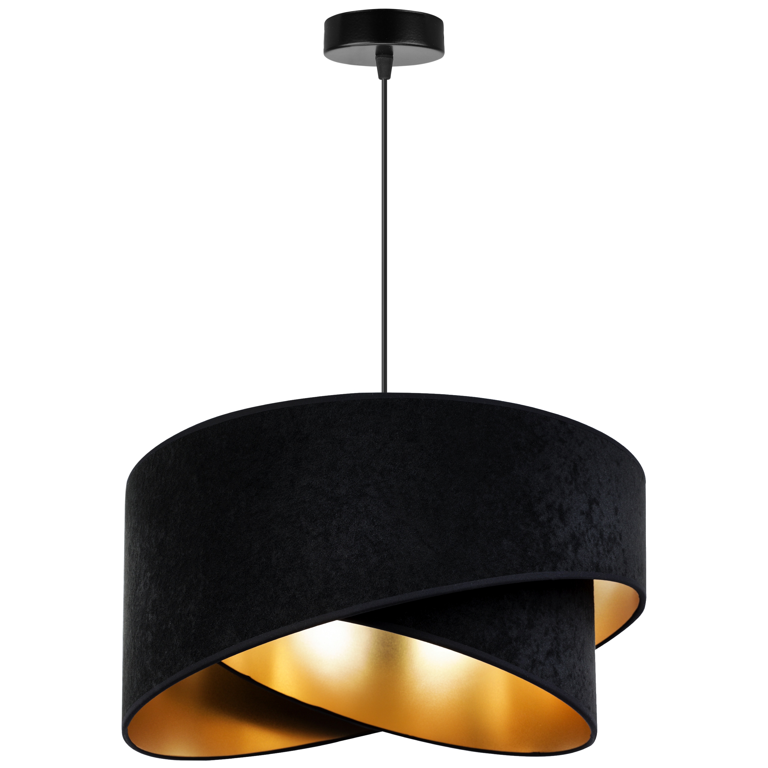 LAMPA WISZĄCA ŻYRANDOL SUFITOWA ZŁOTY ABAŻUR WELUR Kolekcja Mediolan