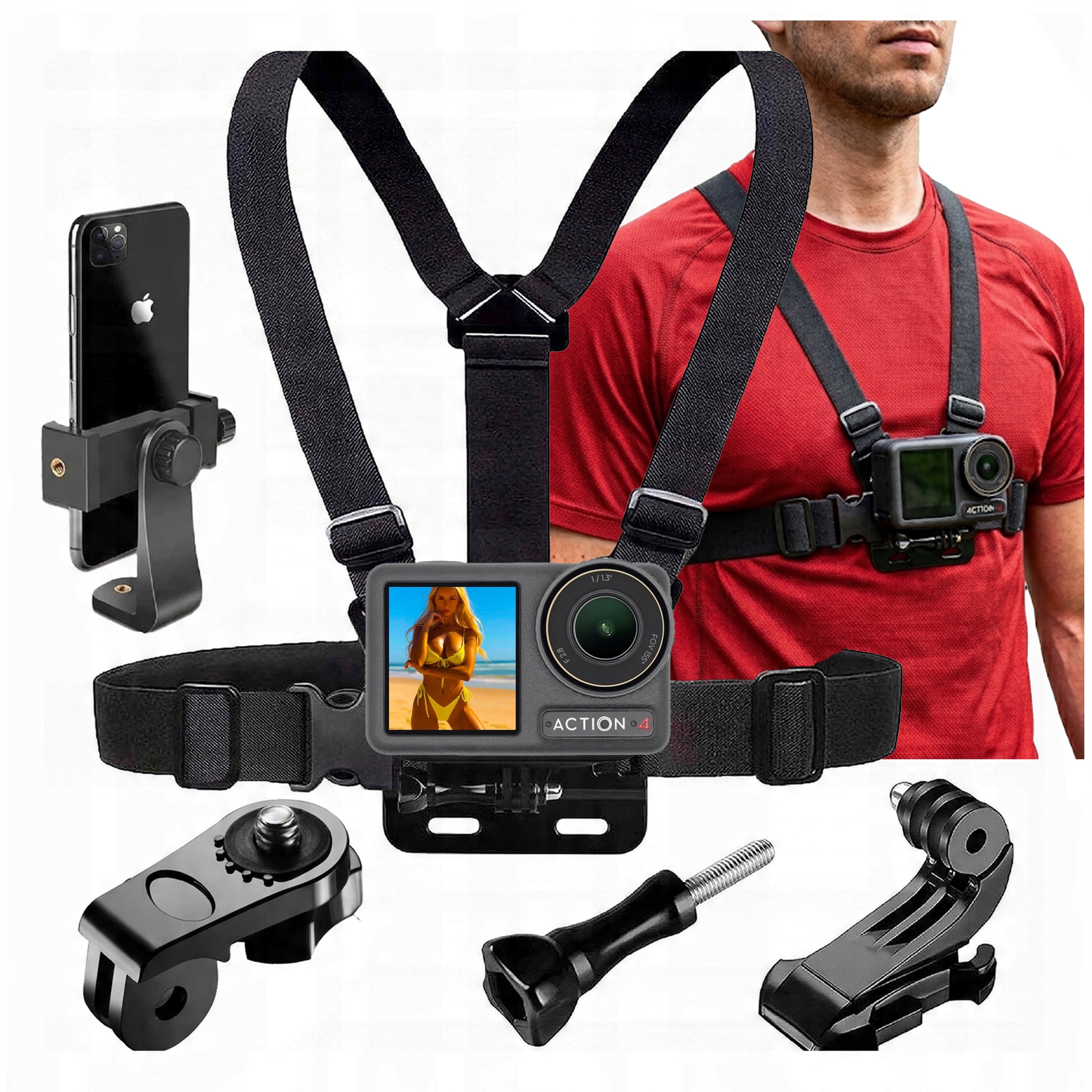 Uprząż Szelki Uchwyt Na Klatkę Piersiową Na Kamerę Do Gopro Hero Dji Action